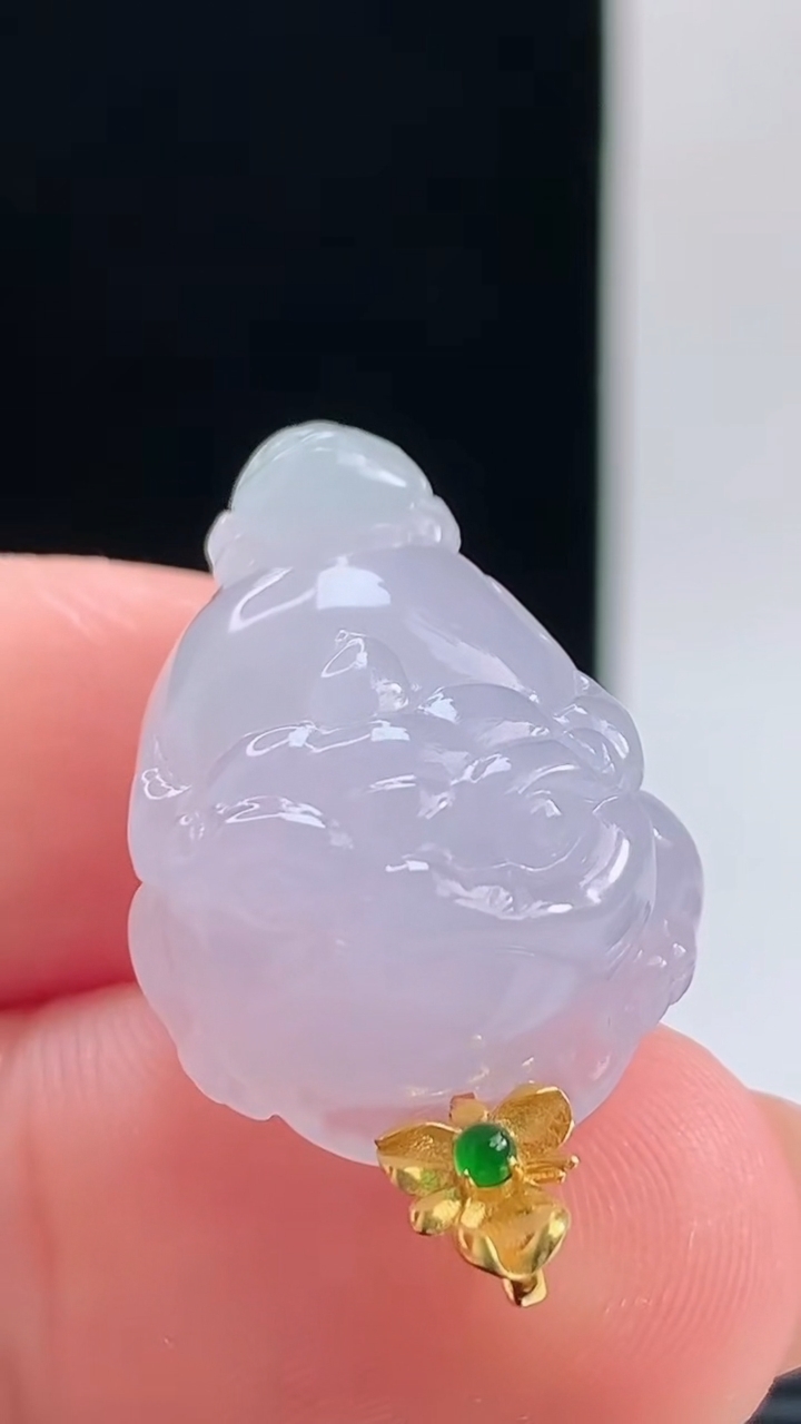 天然A货翡翠18K金紫罗兰金蟾吊坠，尺寸24.1-18.2-11.9重量:9.30g 1010
10