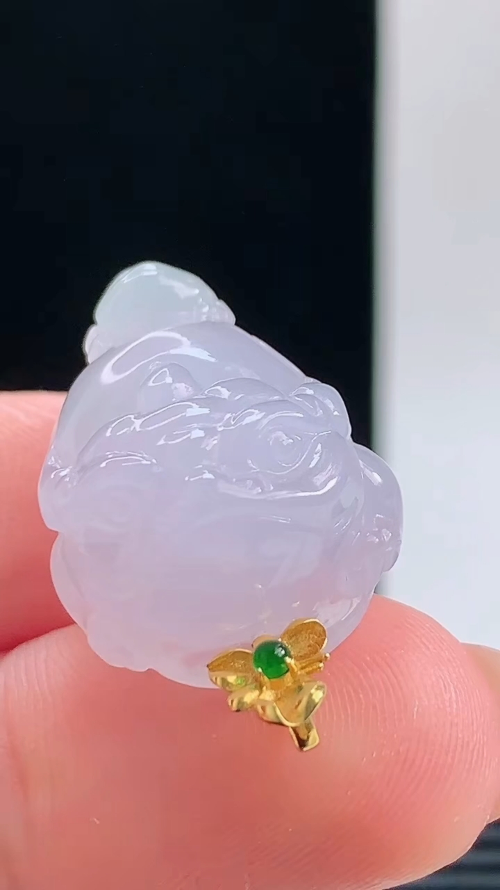 天然A货翡翠18K金紫罗兰金蟾吊坠，尺寸24.1-18.2-11.9重量:9.30g 1010
10