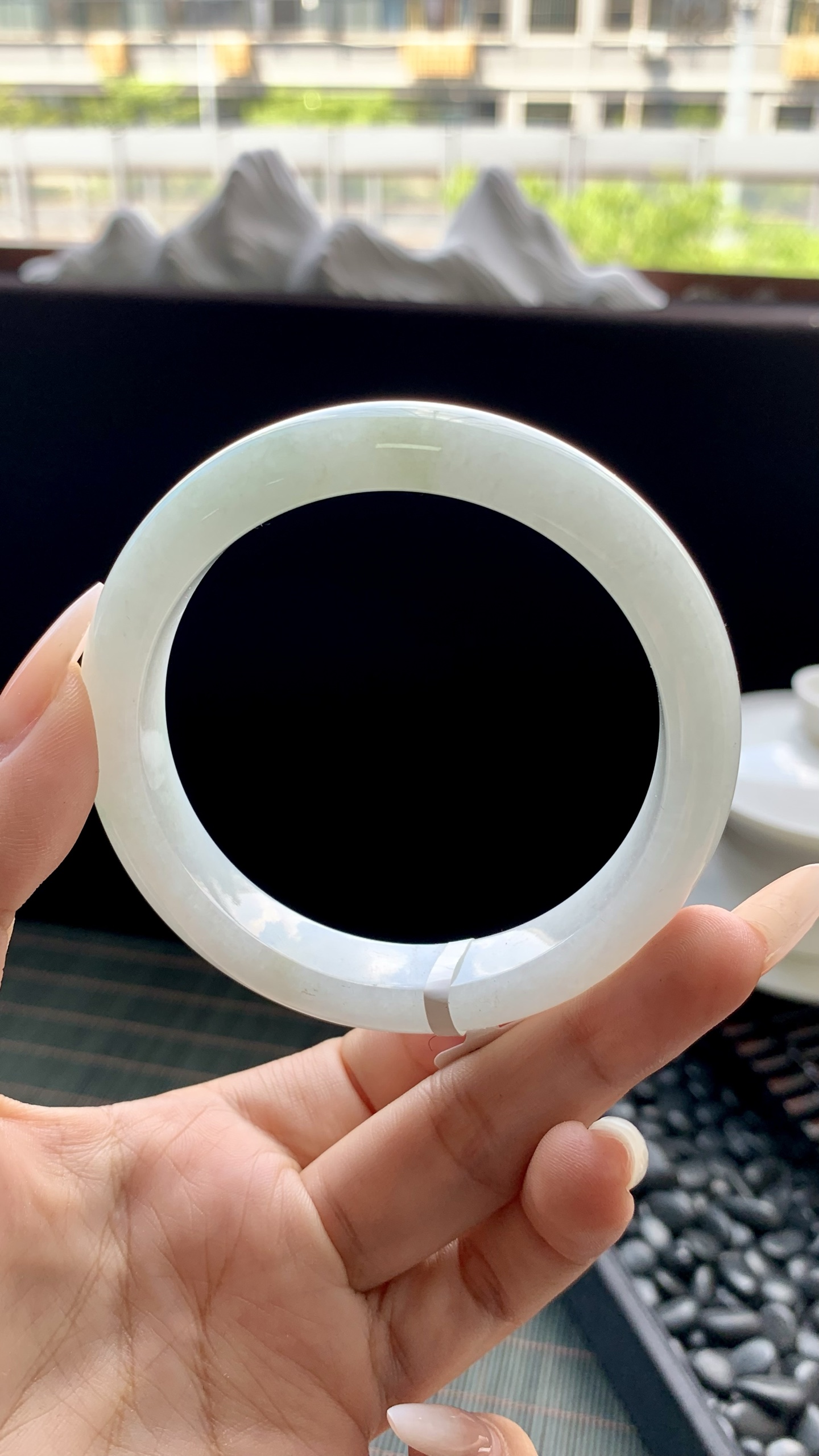 晴底飘花正圈手镯成品 C531-283 尺寸：57.5-12-9