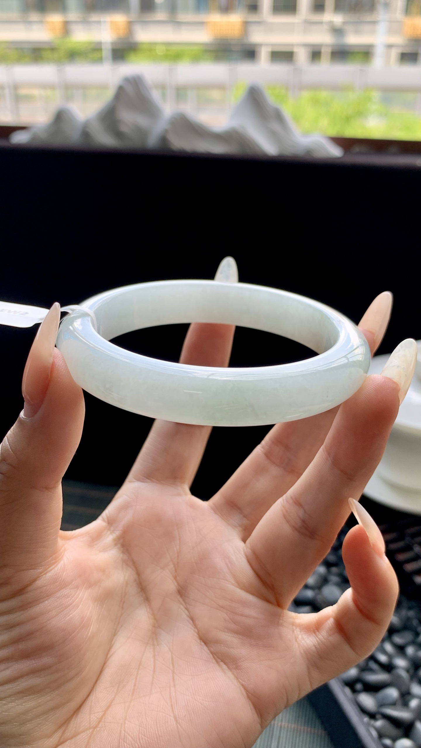 晴底飘花正圈手镯成品 C531-283 尺寸：57.5-12-9