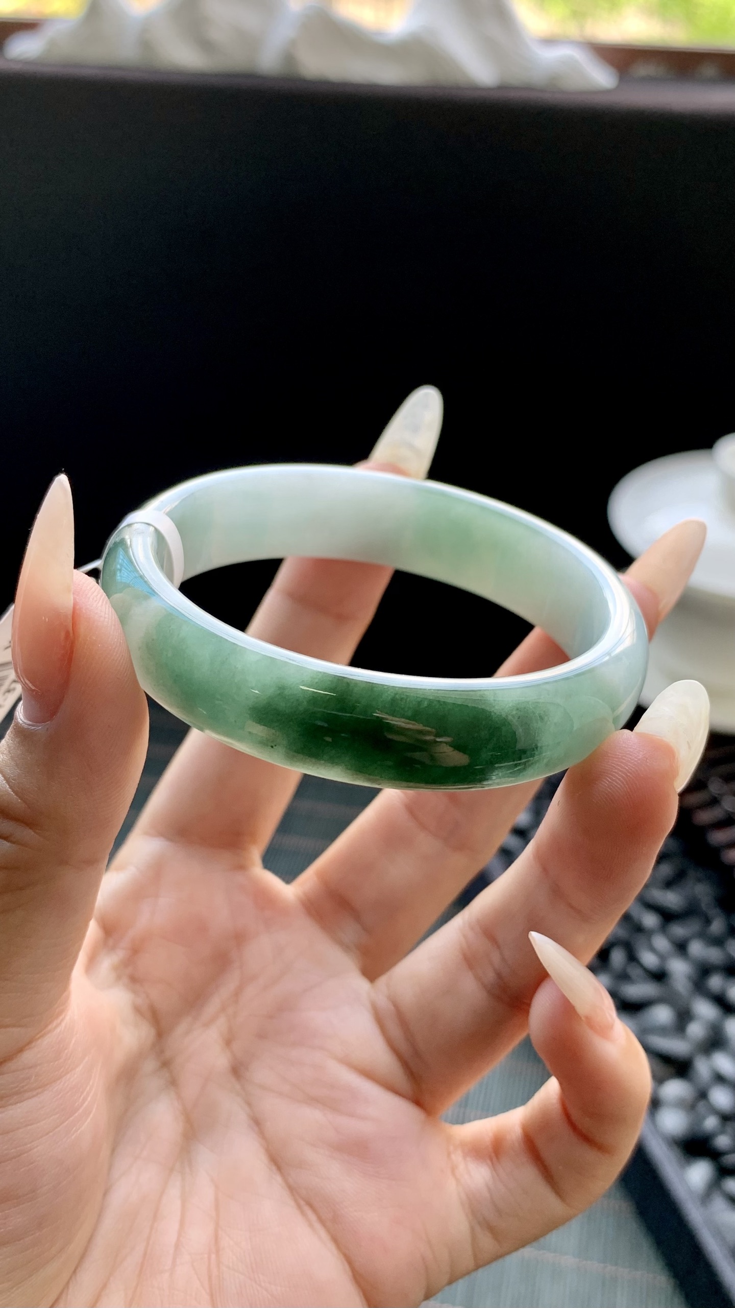 半山水贵妃手镯成品 HYY-3706 尺寸：51.5-13-6