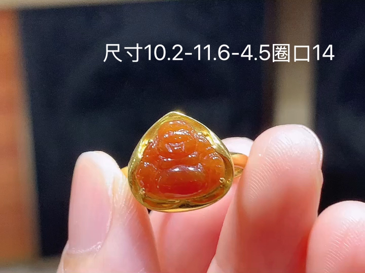 ️ 18K 冰红翡佛公戒指 无裂，尺寸，10.2-11.6-4.5