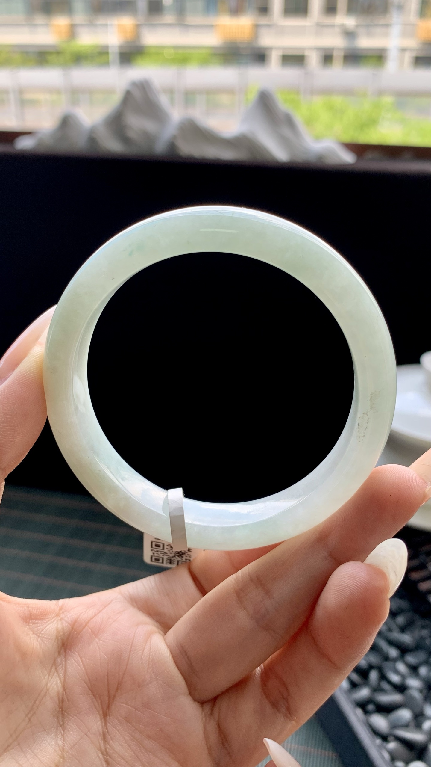 晴绿正圈手镯成品 HYC-349 尺寸：55-12-8