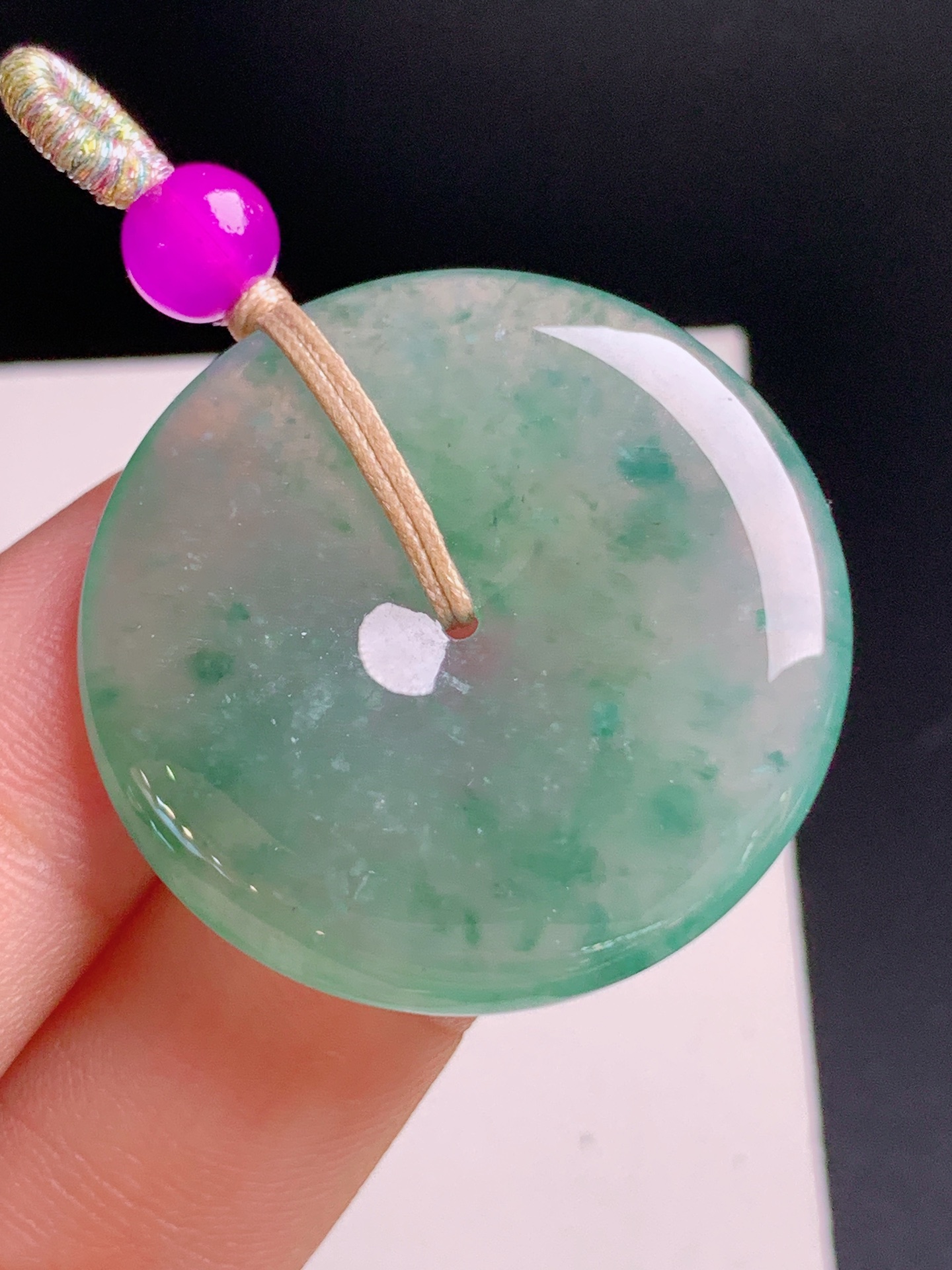 ️ 冰种飘花平安扣，种老冰透，飘花丰富，裸石31-5.5