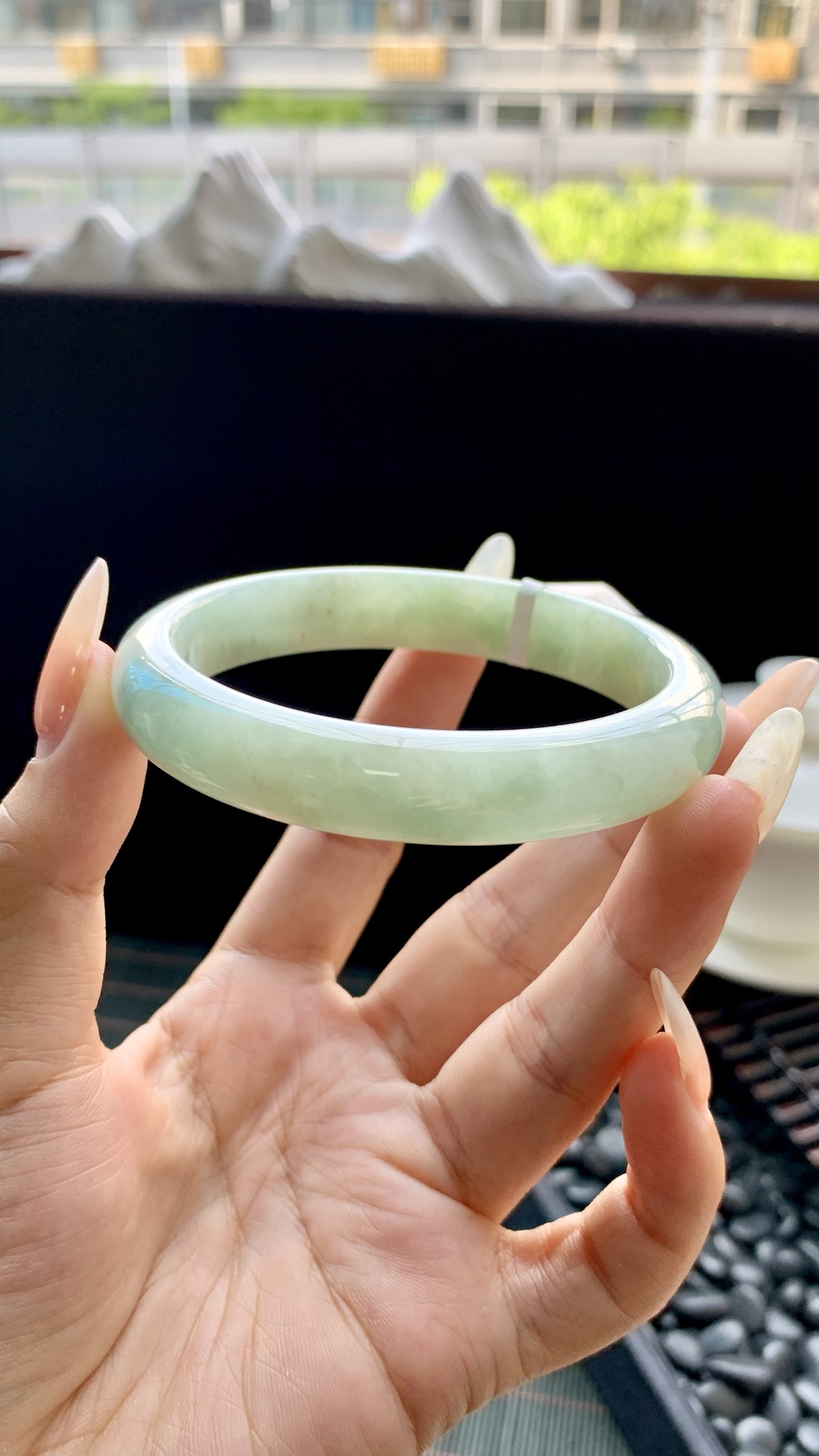 晴绿正圈手镯成品 HY-6674 尺寸：58-12-8