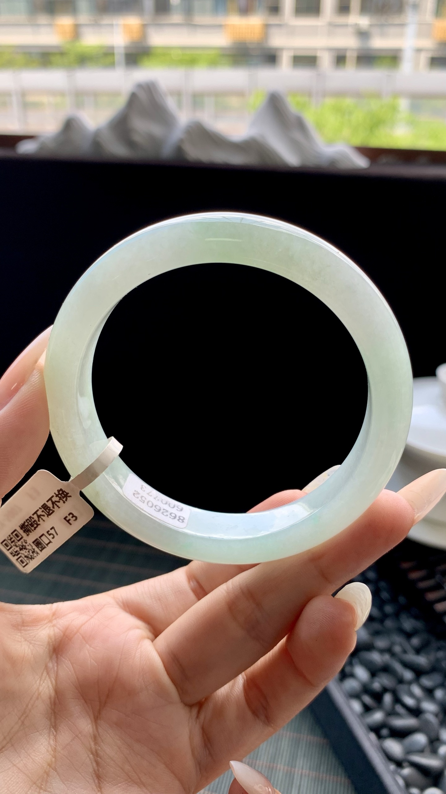 冰晴绿正圈手镯成品 HYY-5007 尺寸：57.5-12-9