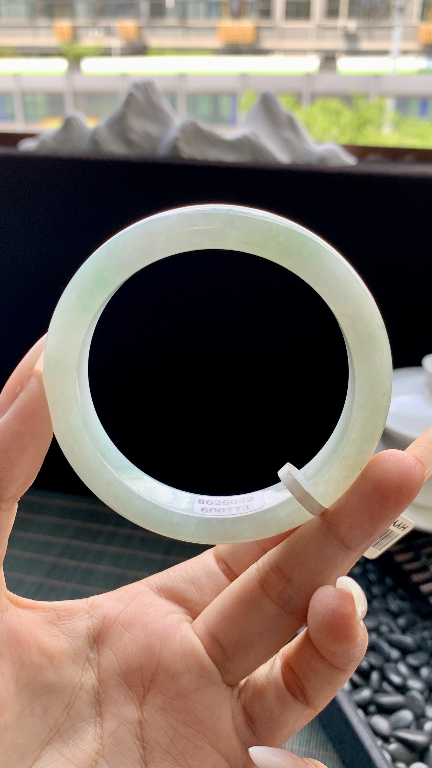 冰晴绿正圈手镯成品 HYY-5007 尺寸：57.5-12-9