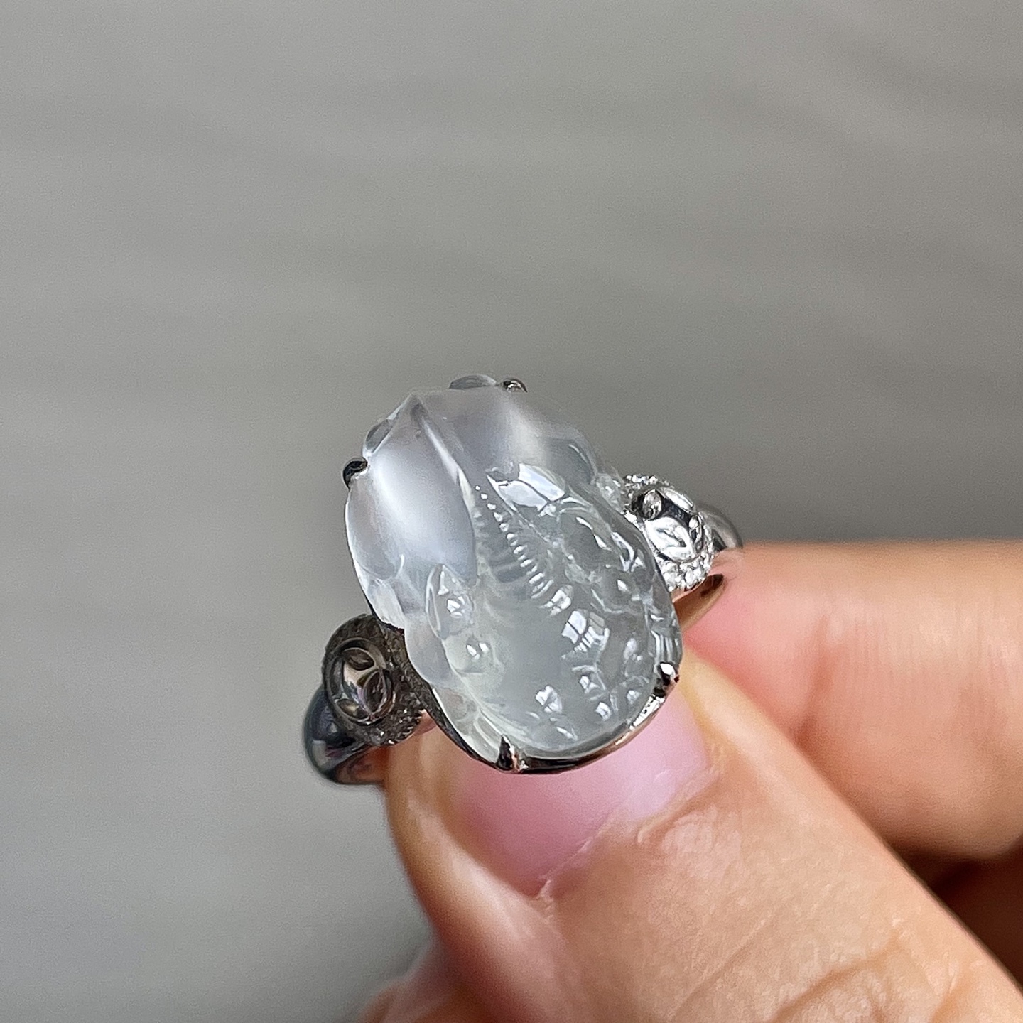 ️缅甸冰种貔貅戒指，饱满水润，18k金镶嵌，无裂，裸石尺寸15.5/10.5/8.5编码0929好数字