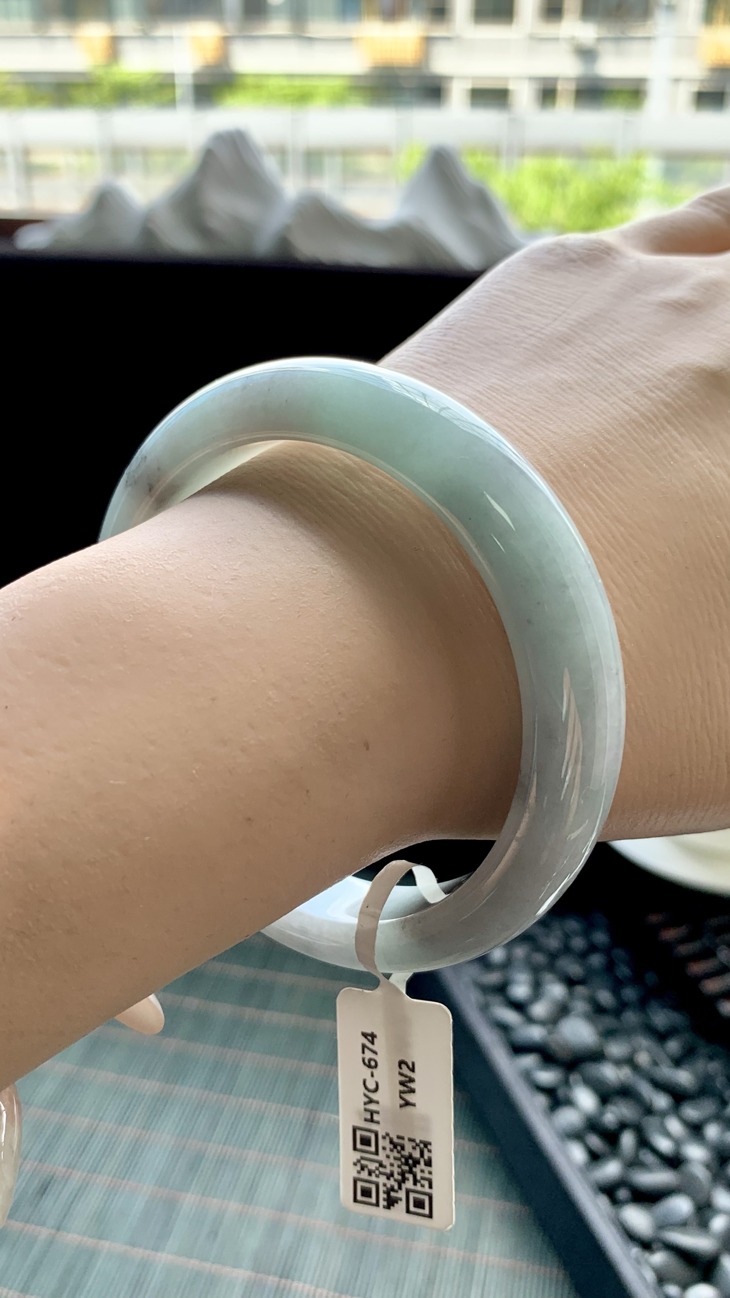 晴底飘乌鸡花正圈手镯成品 HYC-674 尺寸：57-12-8.5