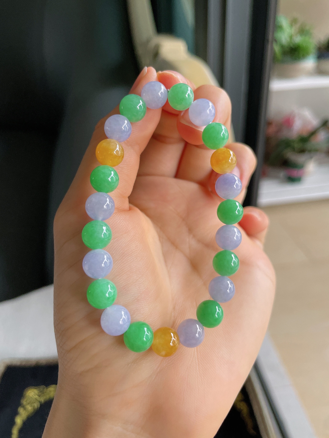 ️，缅甸天然翡翠A货，冰多宝手链，尺寸：8mm。【编4266】