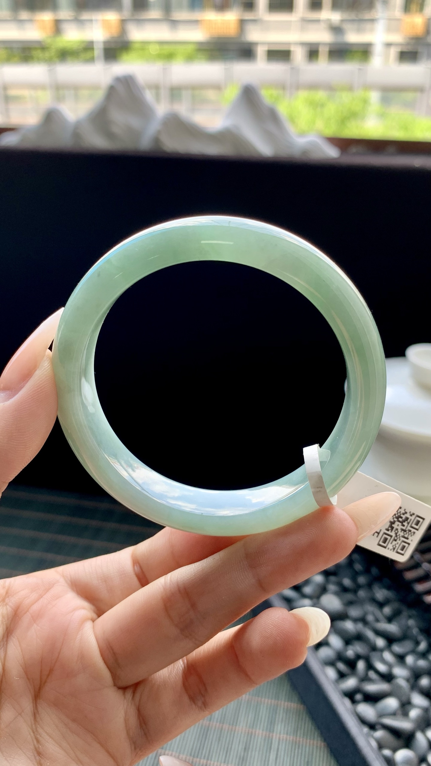 淡油青正圈手镯成品 HYY-9563 尺寸：54-12-8