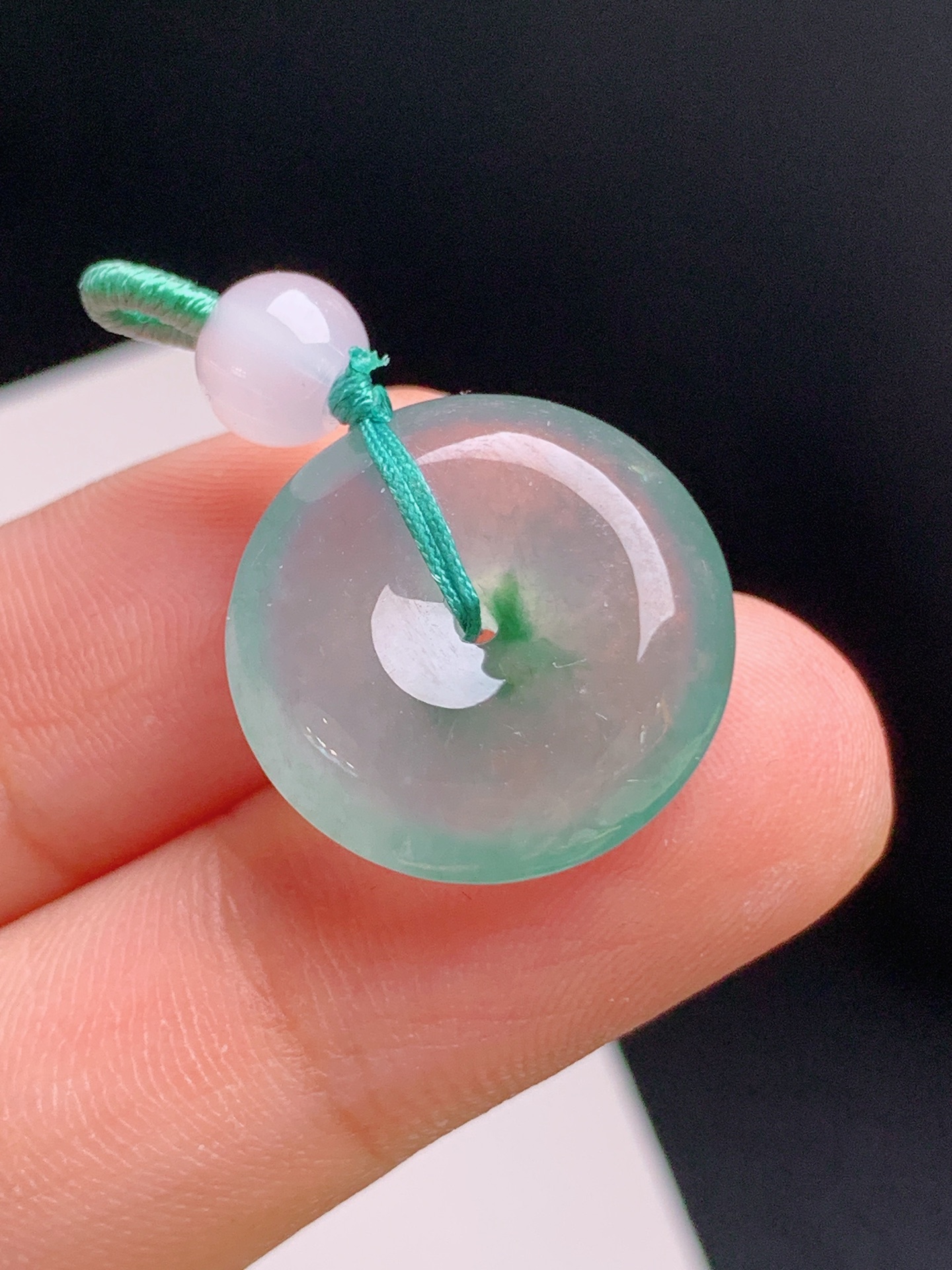 ️ 冰种飘花平安扣，飘色鲜活，通透起光，裸石17.9-5.5