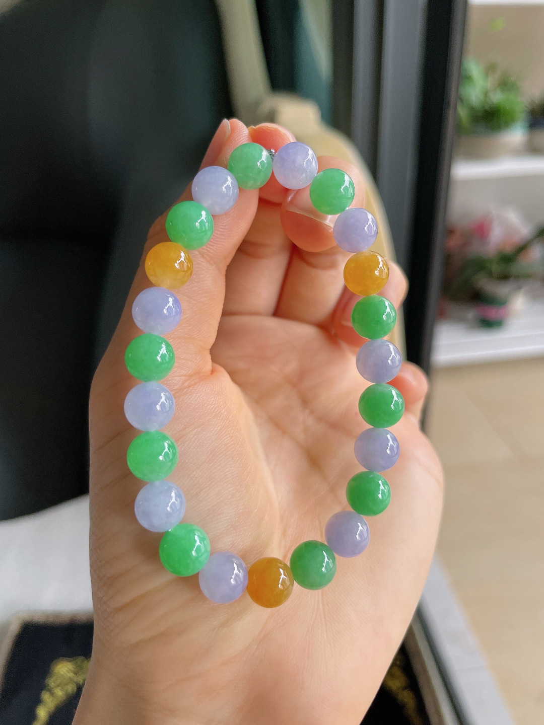 ️，缅甸天然翡翠A货，冰多宝手链，尺寸：8mm。【编4266】