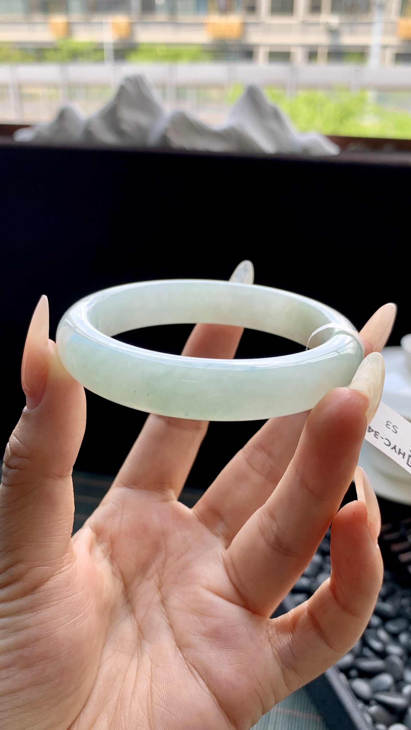 晴绿正圈手镯成品 HYC-349 尺寸：55-12-8