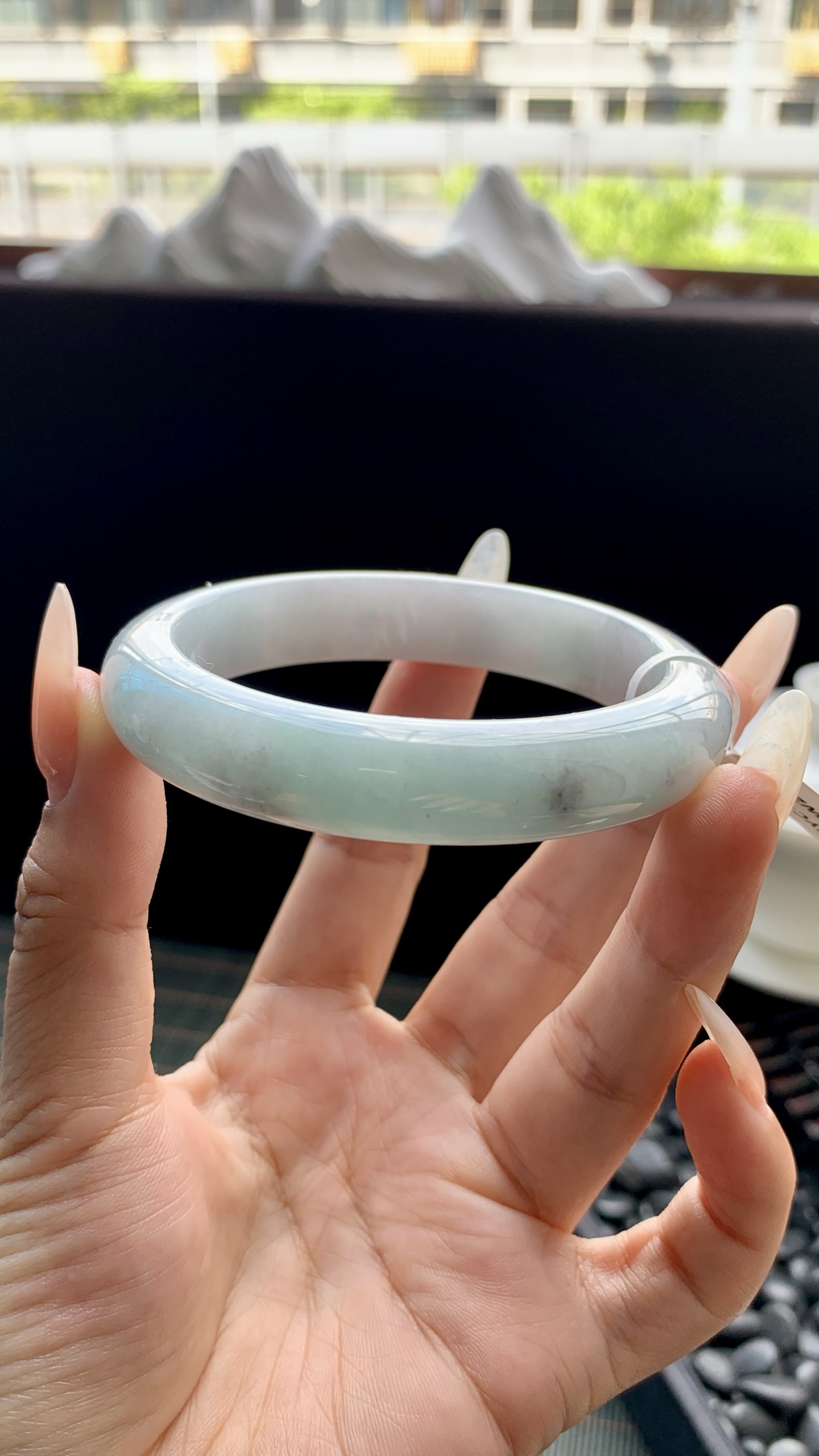 晴底飘乌鸡花正圈手镯成品 HYC-674 尺寸：57-12-8.5