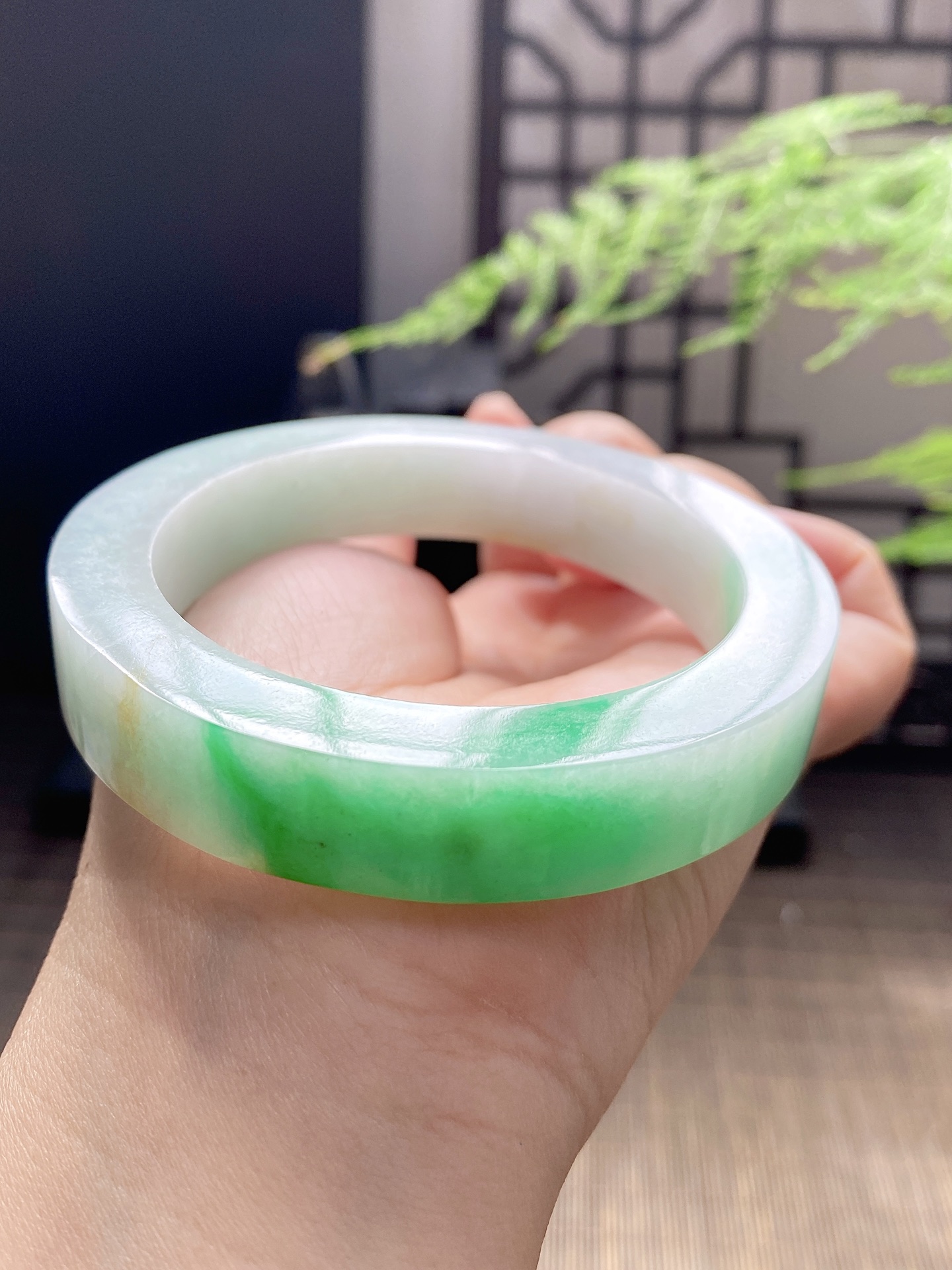 白底青手镯胚 尺寸58-77-13 编号KJ004-35