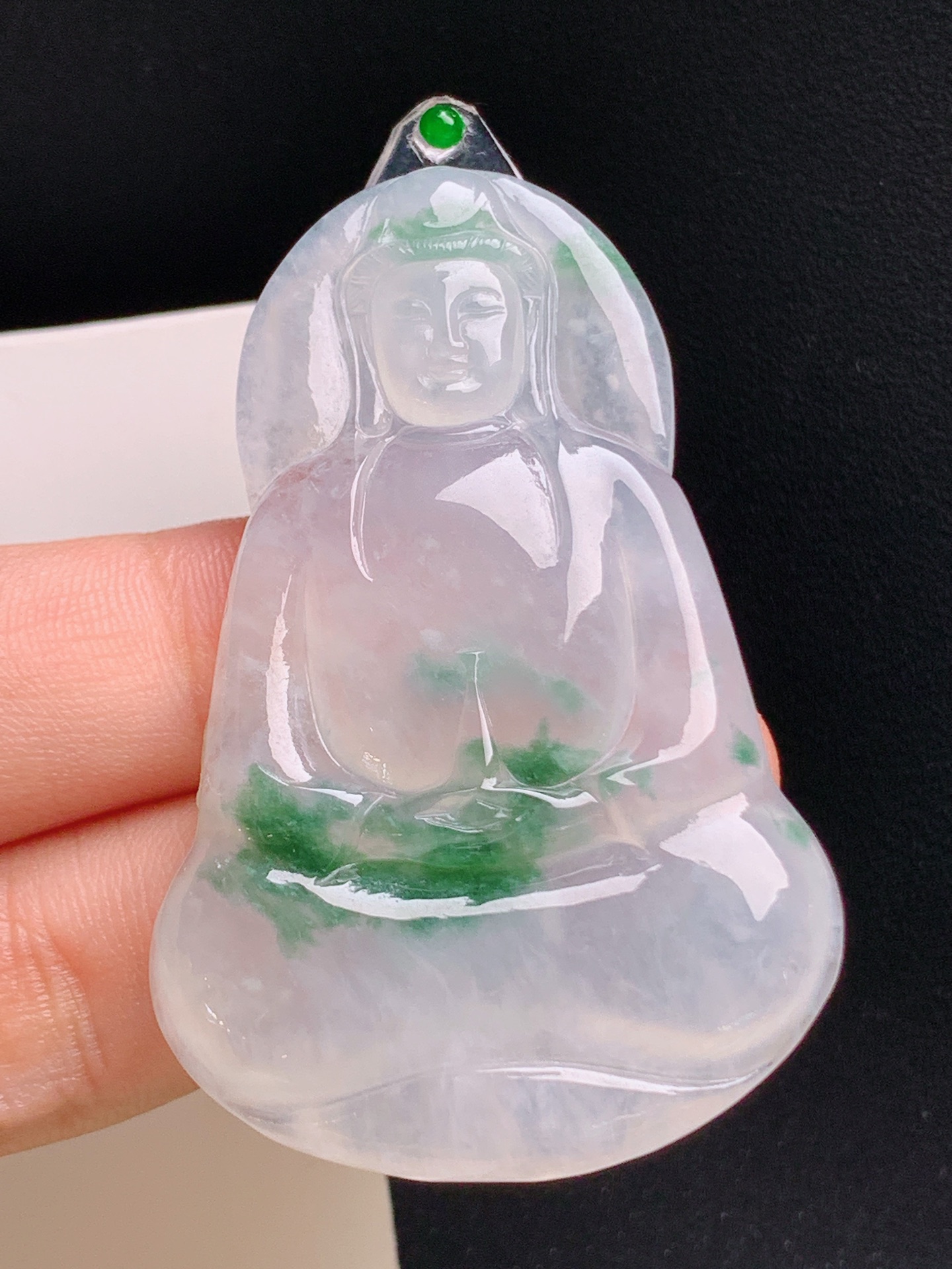 ️ 冰种飘花观音，胶感通透，飘花灵动，裸石56.6-36.8-5.1 13