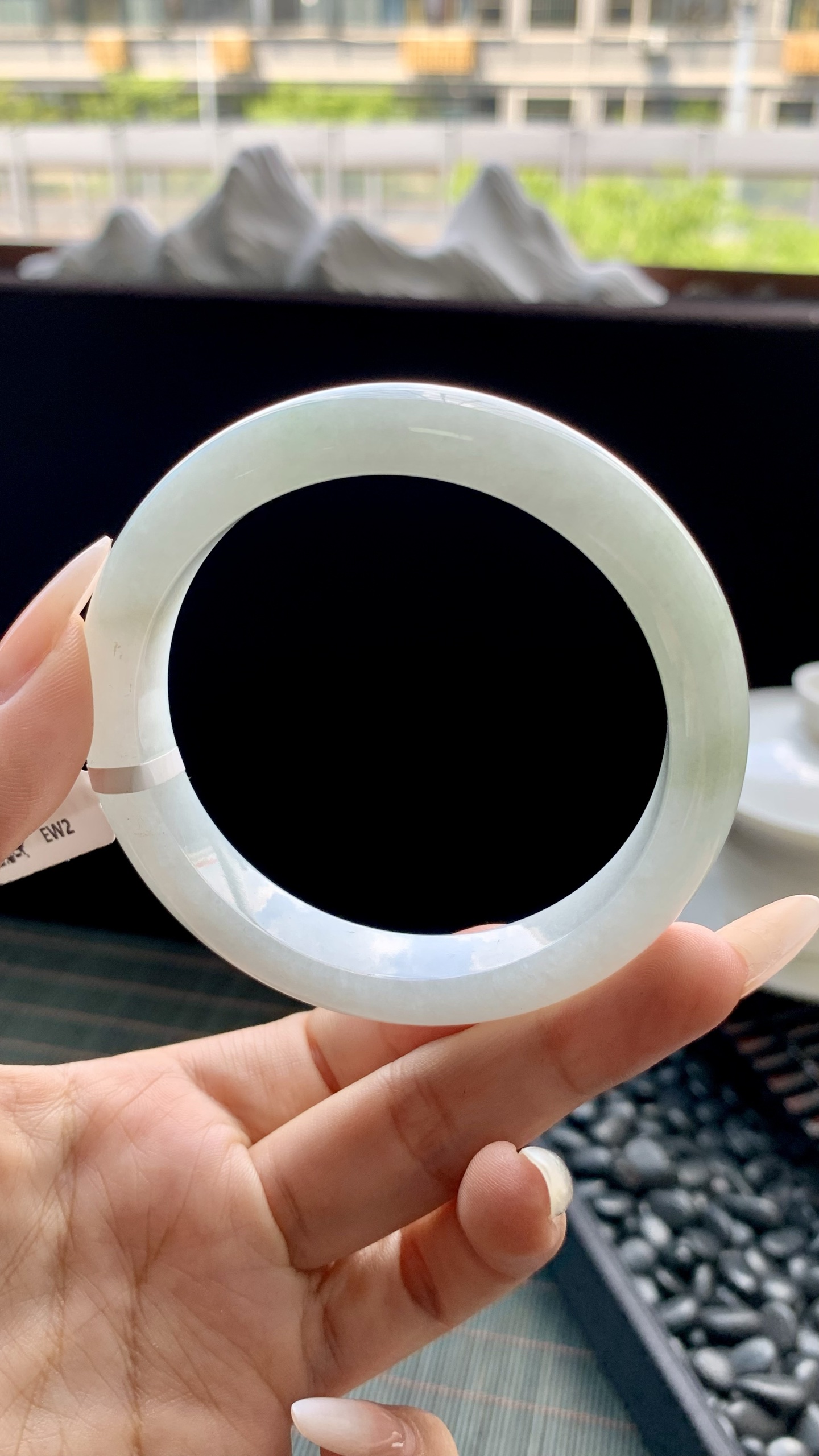 晴底飘花正圈手镯成品 C531-283 尺寸：57.5-12-9