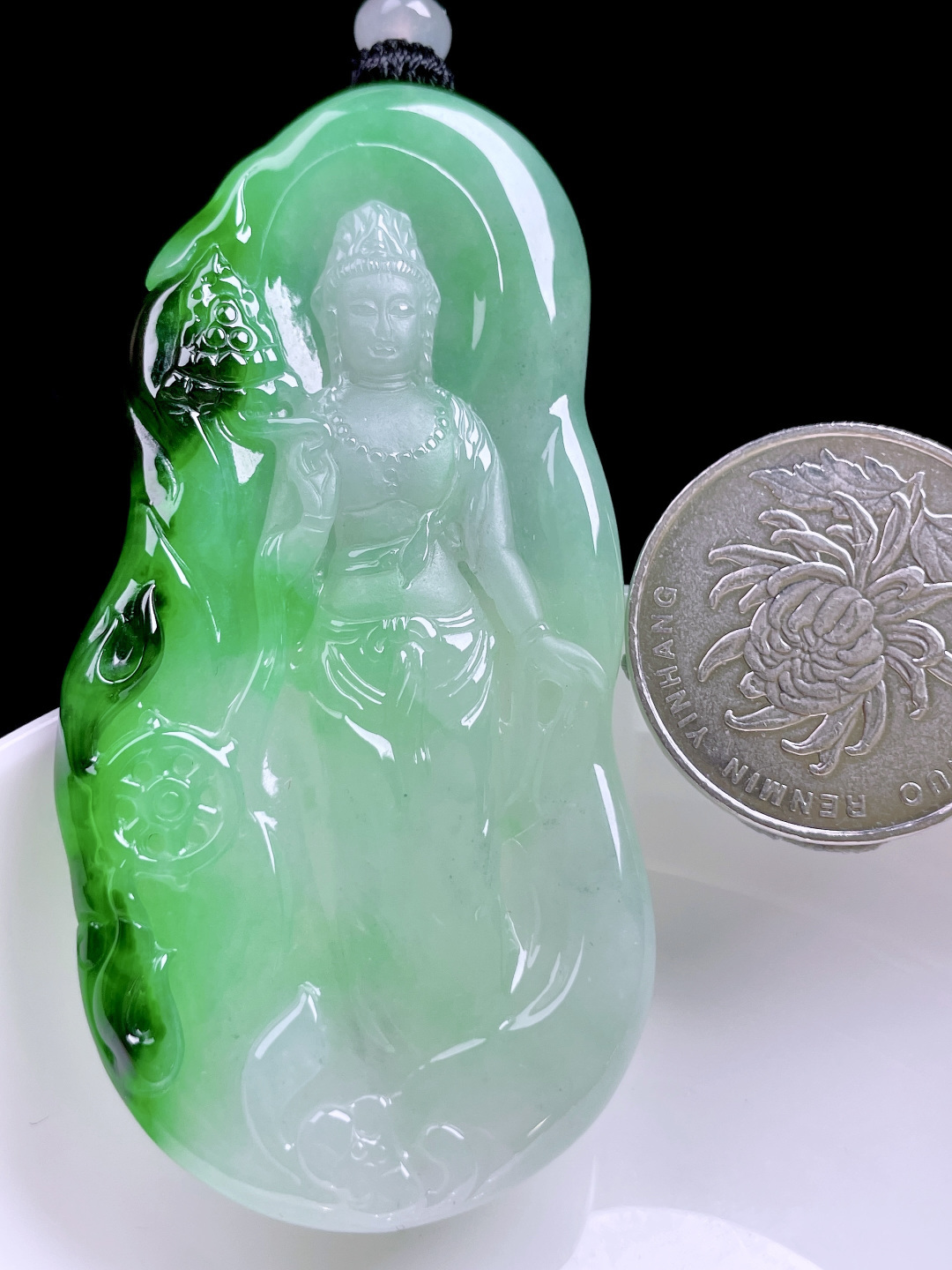 ️ 冰飘绿花大势至 花色艳丽，种老水润 尺寸：66.6/32.6/5