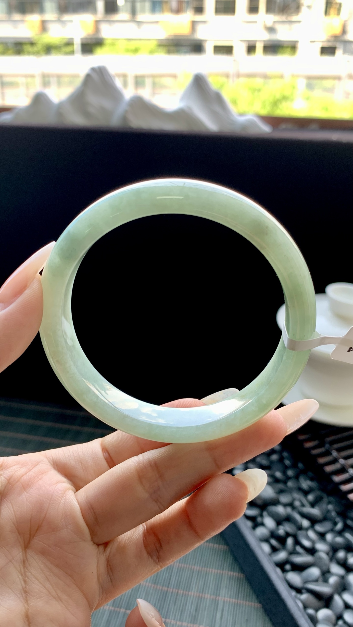 晴绿正圈手镯成品 HY-6674 尺寸：58-12-8