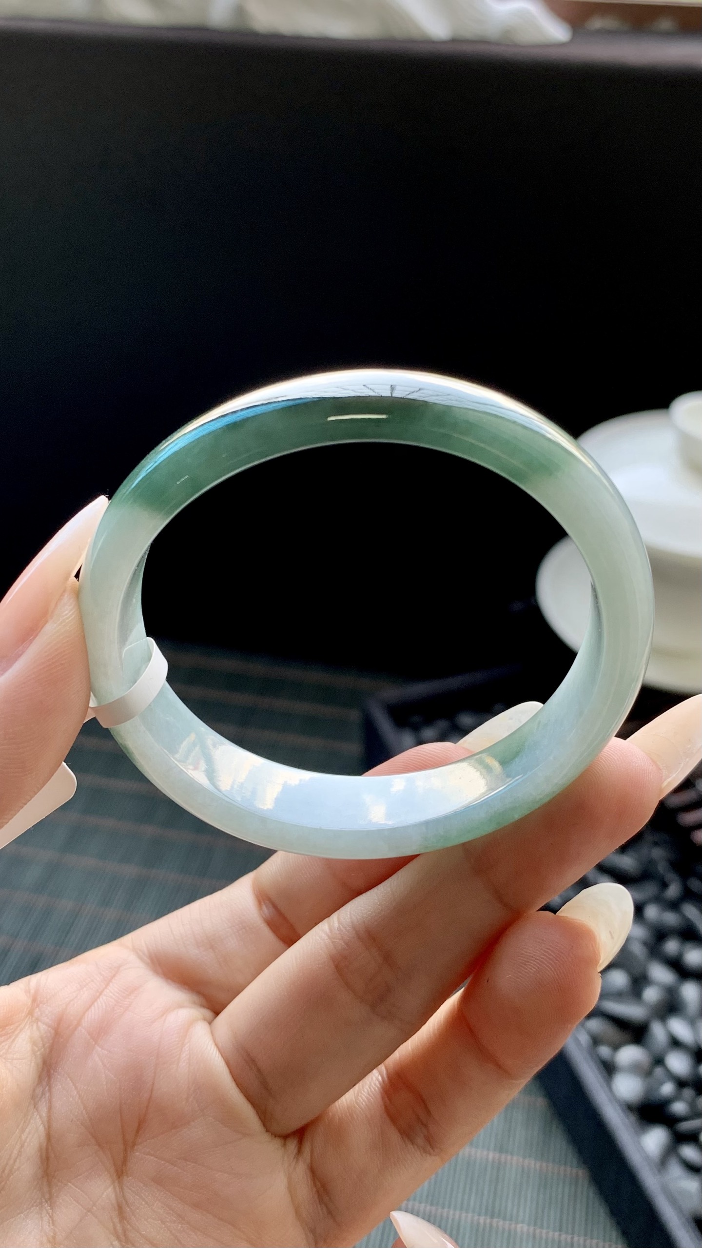 半山水贵妃手镯成品 HYY-3706 尺寸：51.5-13-6