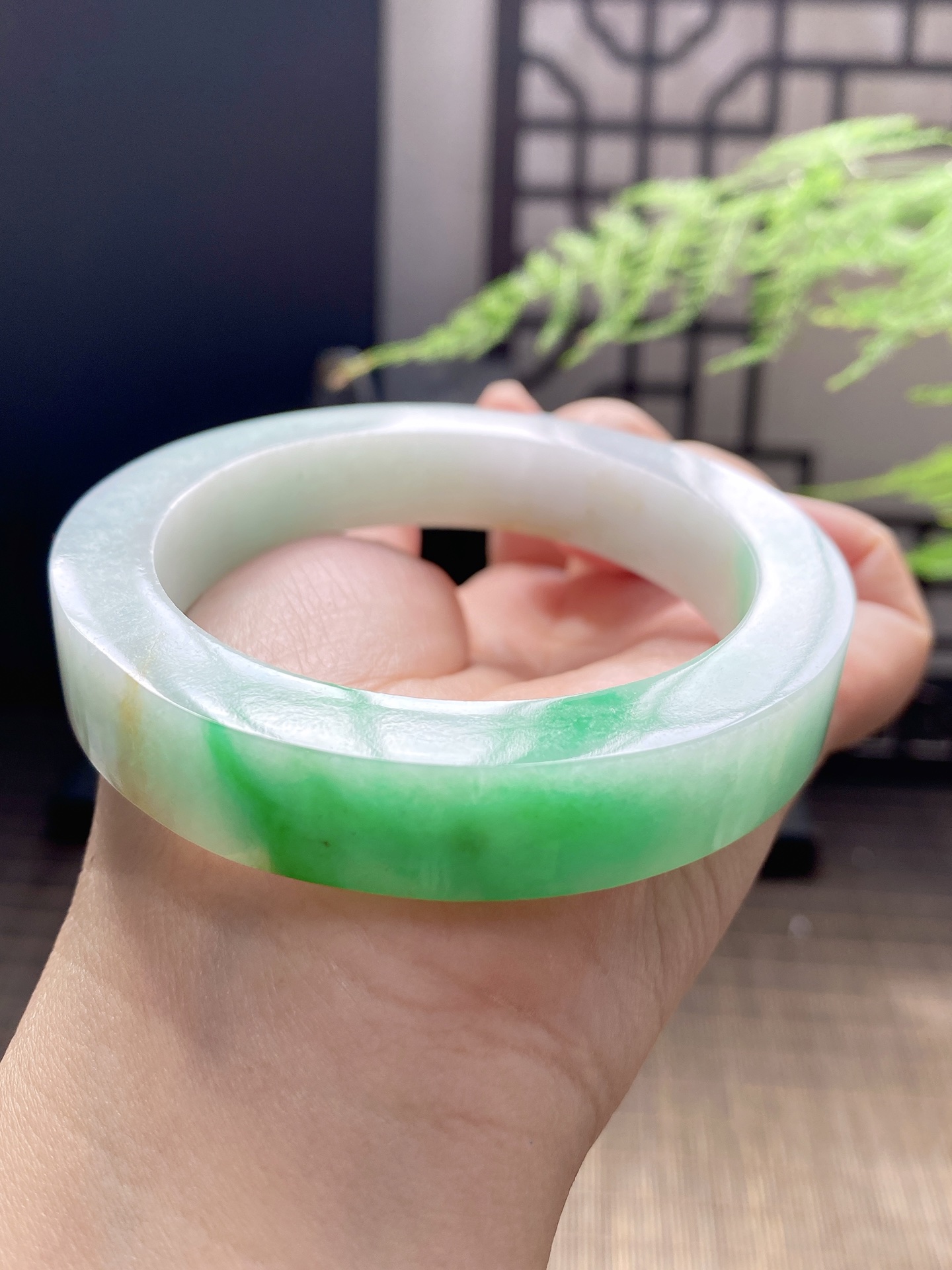 白底青手镯胚 尺寸58-77-13 编号KJ004-35