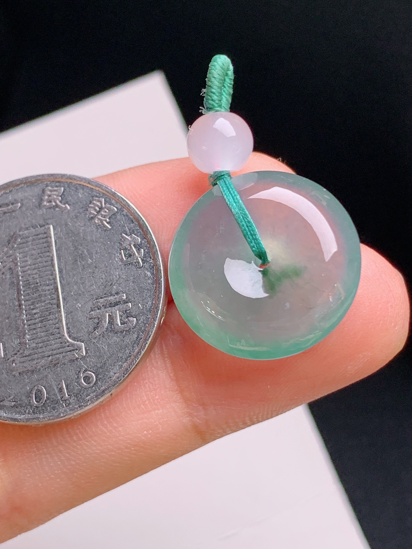 ️ 冰种飘花平安扣，飘色鲜活，通透起光，裸石17.9-5.5
