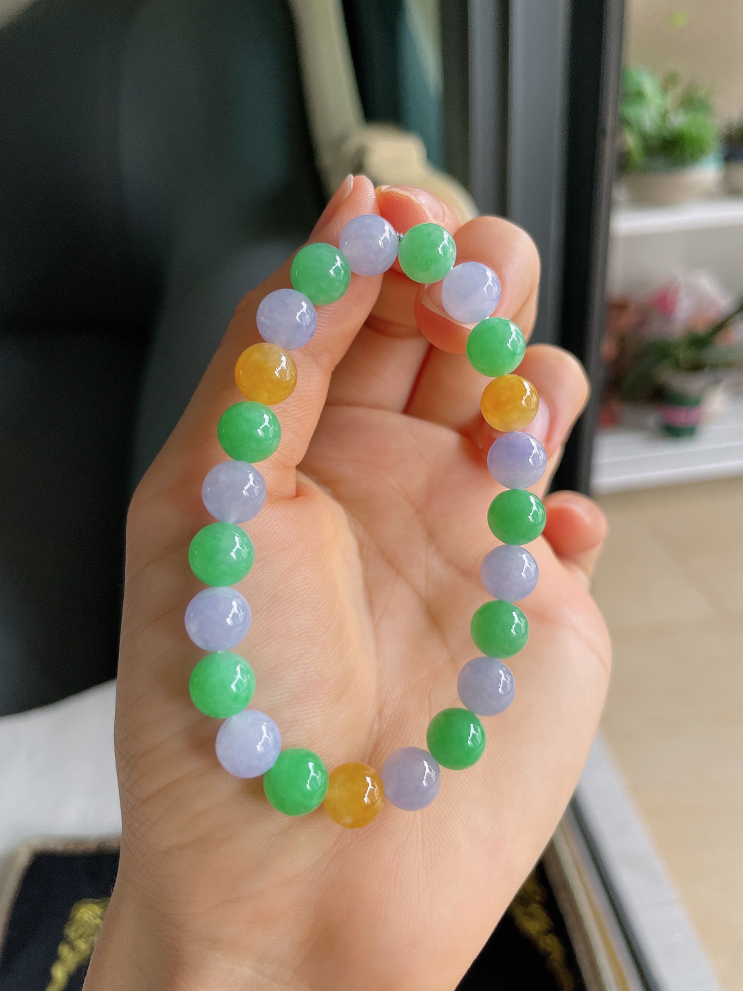 ️，缅甸天然翡翠A货，冰多宝手链，尺寸：8mm。【编4266】