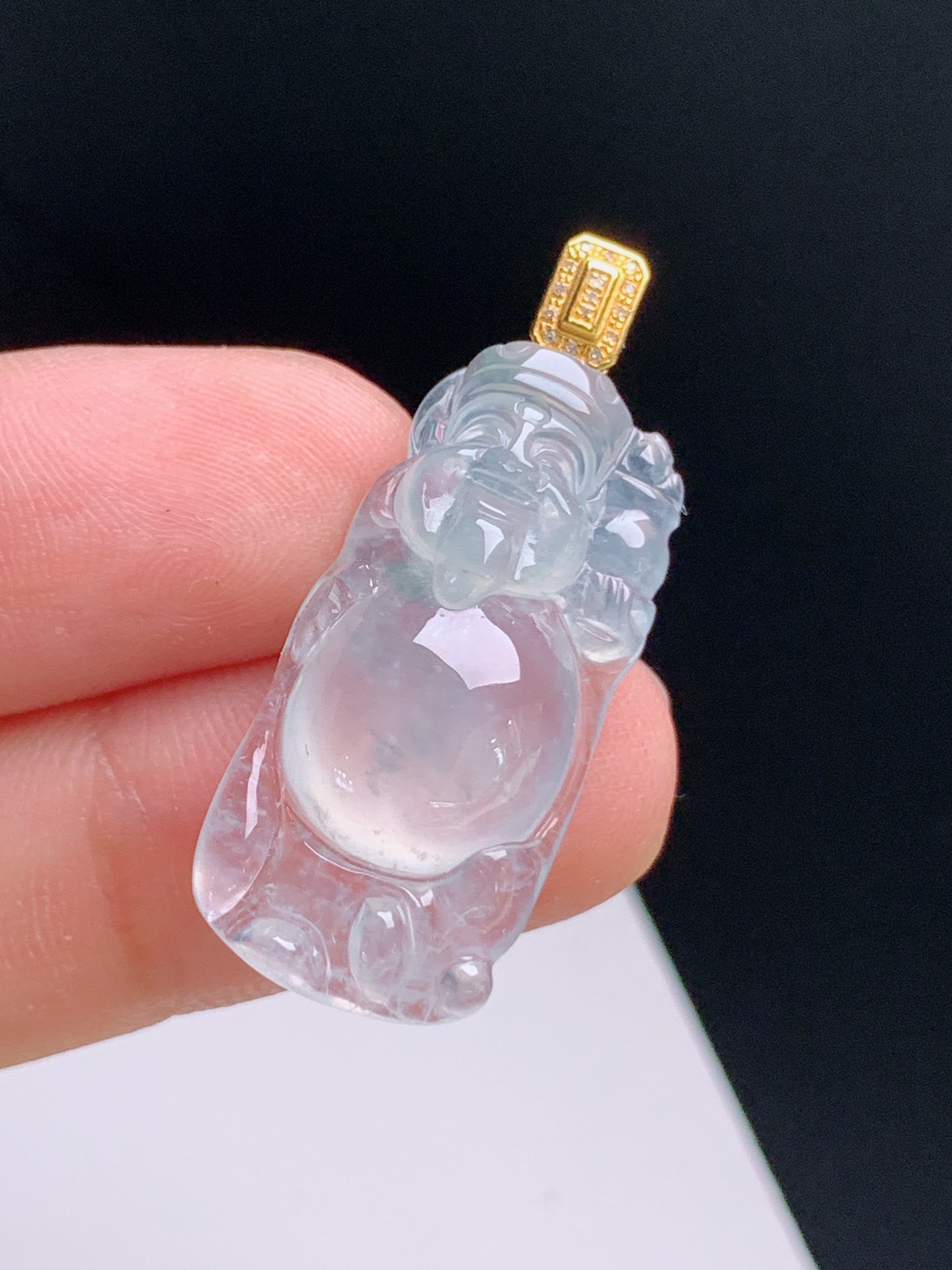 ️ 冰种财神爷吊坠，冰透清爽，品相饱满，雕工细腻，裸石28.1-13.5-6.834.1，530928