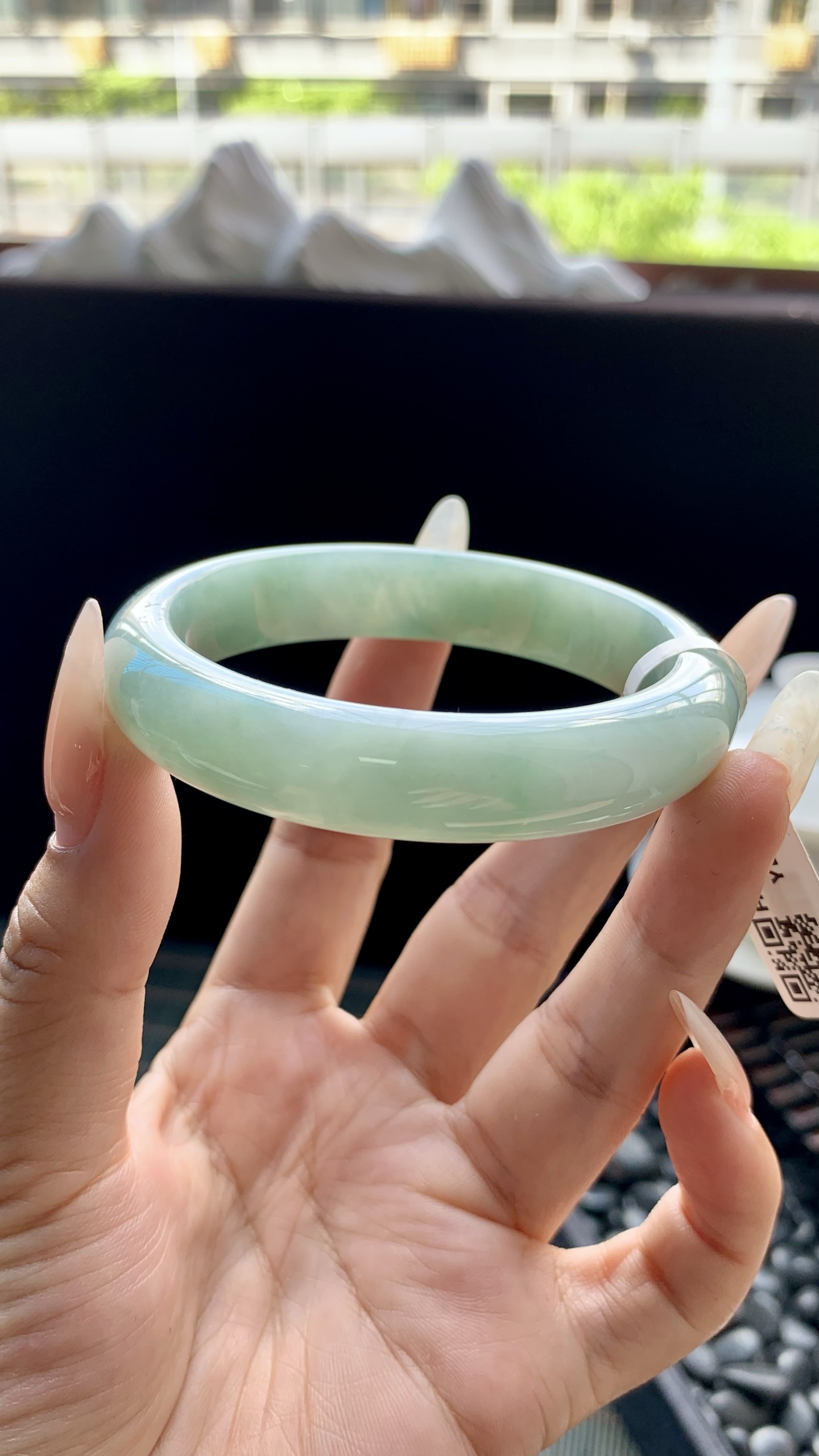 淡油青正圈手镯成品 HYY-9563 尺寸：54-12-8