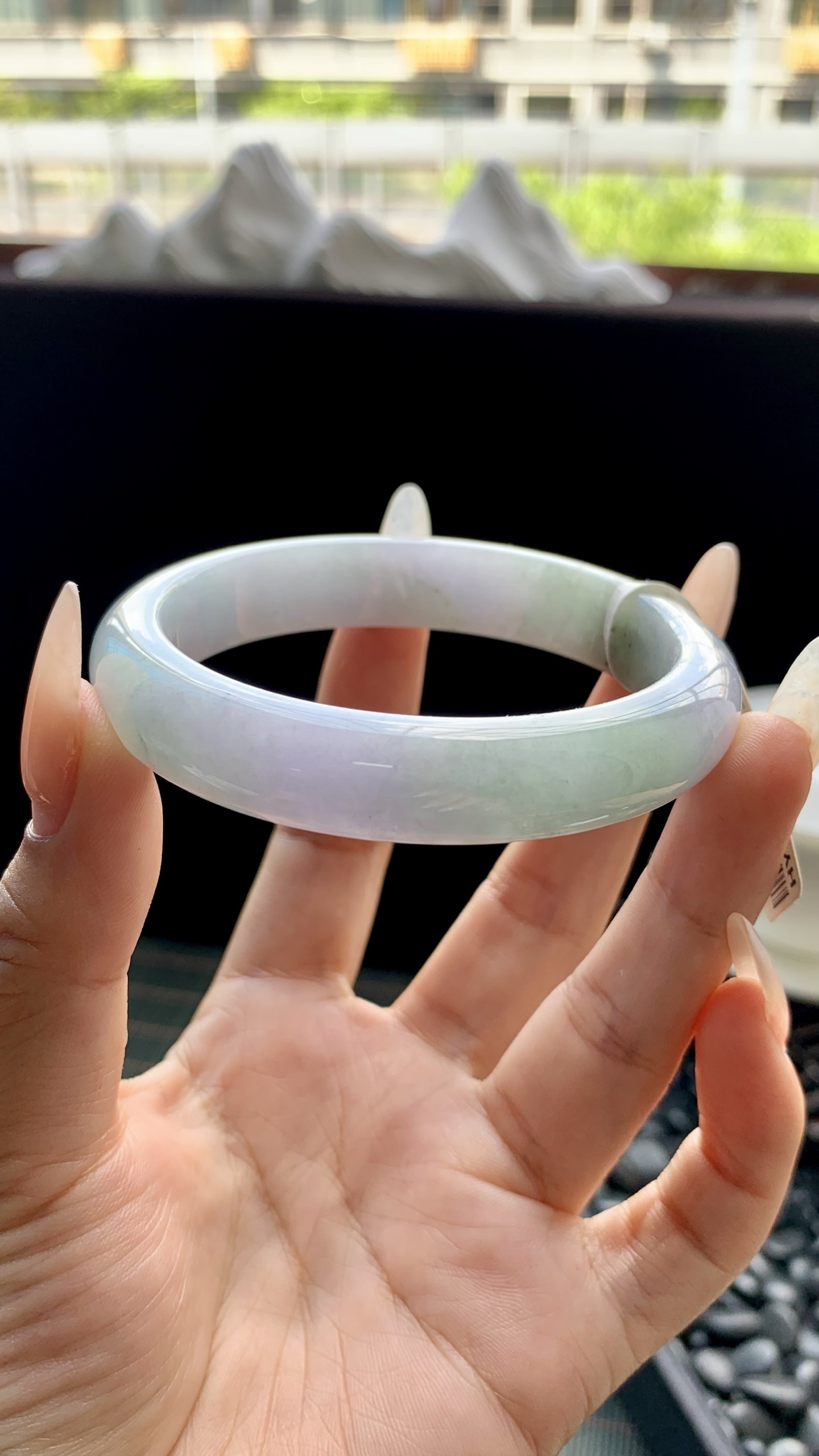 春彩飘花正圈手镯成品 HYY-9824 尺寸：55.5-12-8