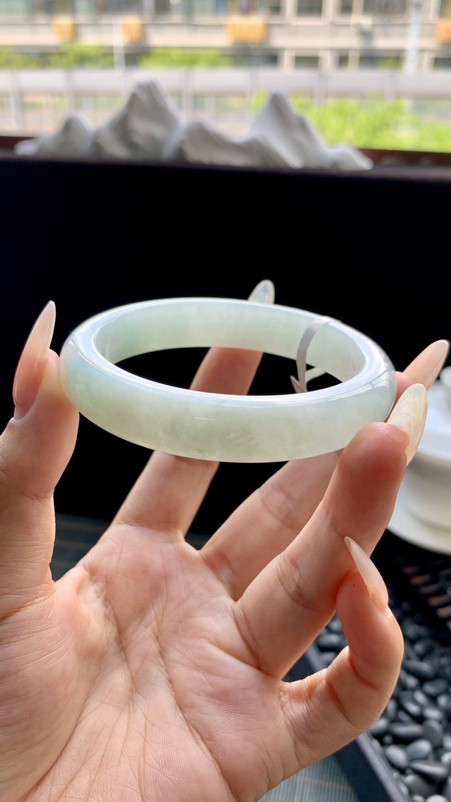 晴绿正圈手镯成品 HYC-349 尺寸：55-12-8