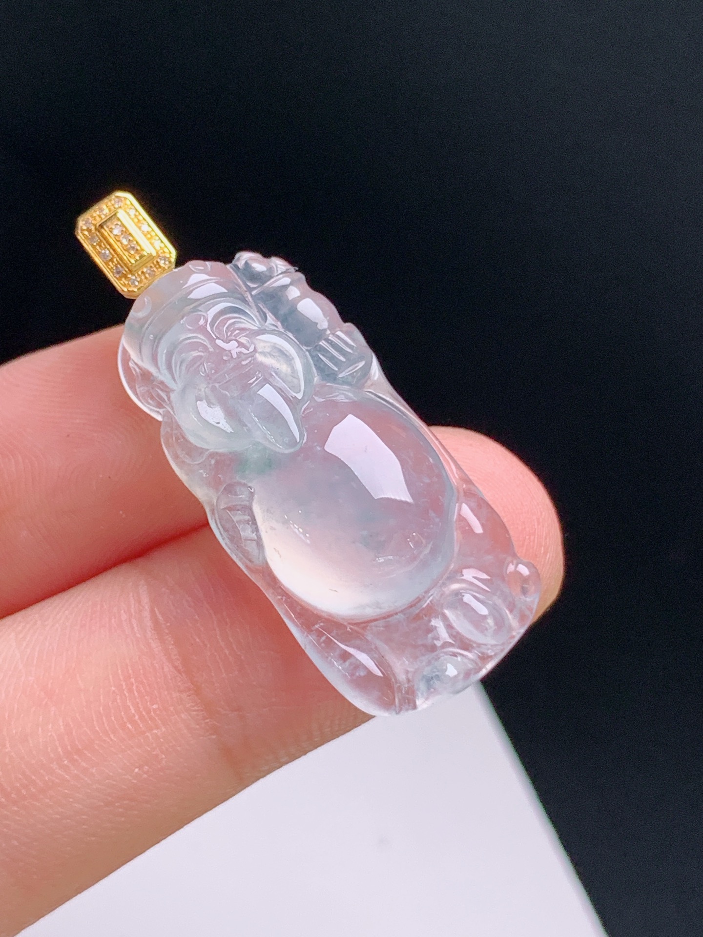 ️ 冰种财神爷吊坠，冰透清爽，品相饱满，雕工细腻，裸石28.1-13.5-6.834.1，5309