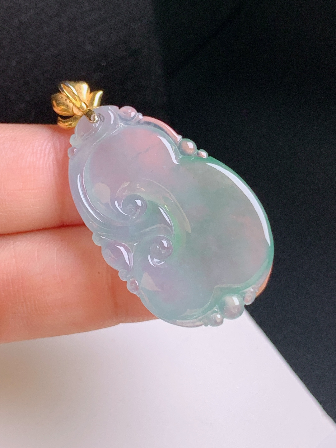 ️ 冰种飘花如意吊坠，水头清亮，线条流畅，万事顺意 裸石34..2-22.2-5.1 整体41.8 530910