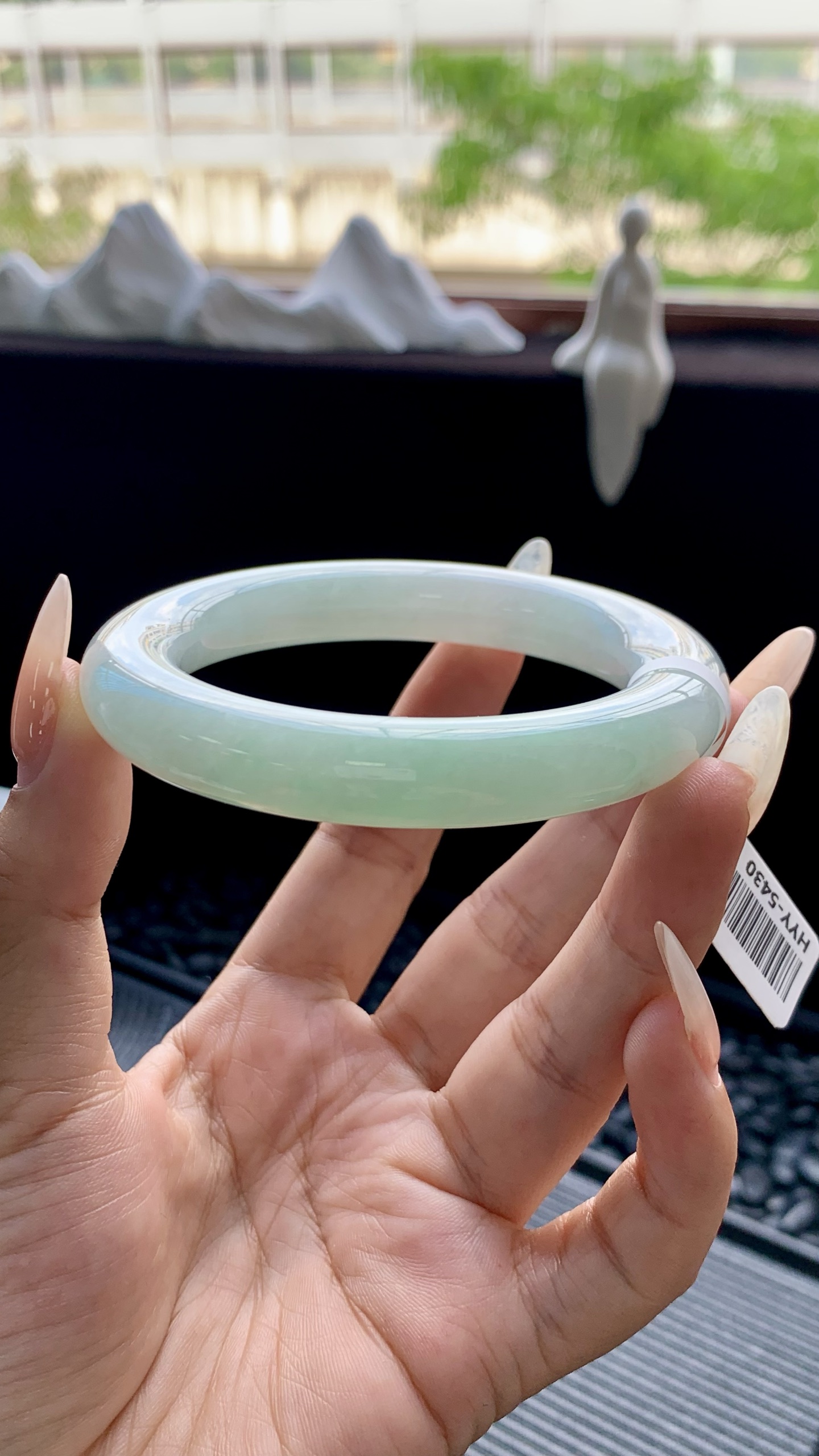 晴绿圆条手镯成品 HYY-5430 尺寸：54-11-11
