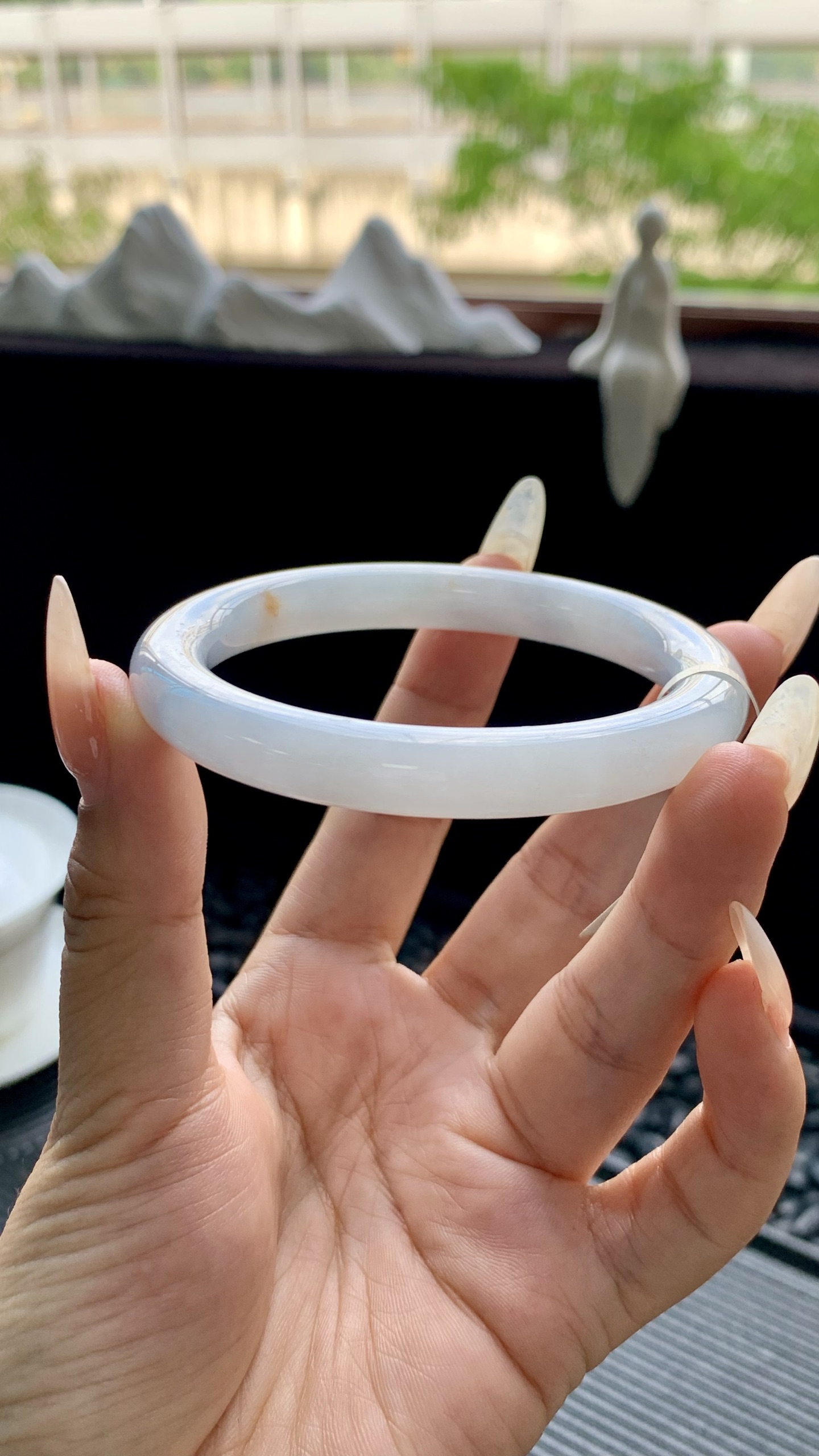 冰晴底洒金圆条美人条手镯成品 HYY-7749 尺寸：55-9-9