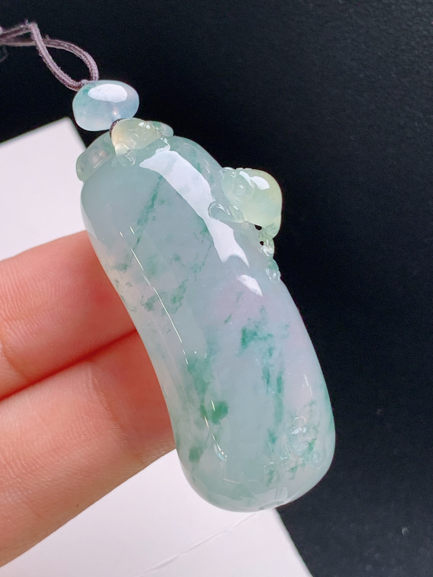 ️ 冰种飘花福瓜，种水清爽，飘花自然，雕工灵动，裸石44.2-19.9-11.6 08