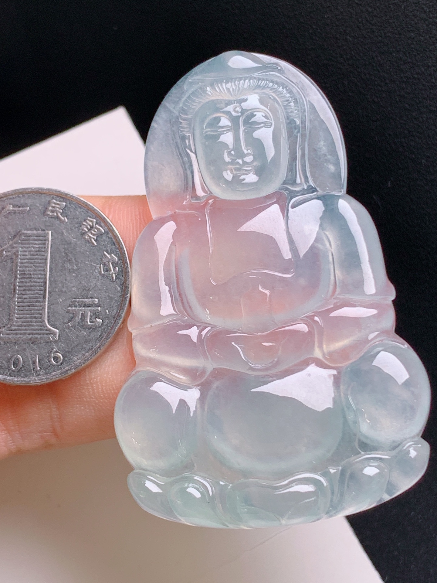 ️ 冰种观音，种水冰透，品相大气，裸石58.6-36.7-4.6 49