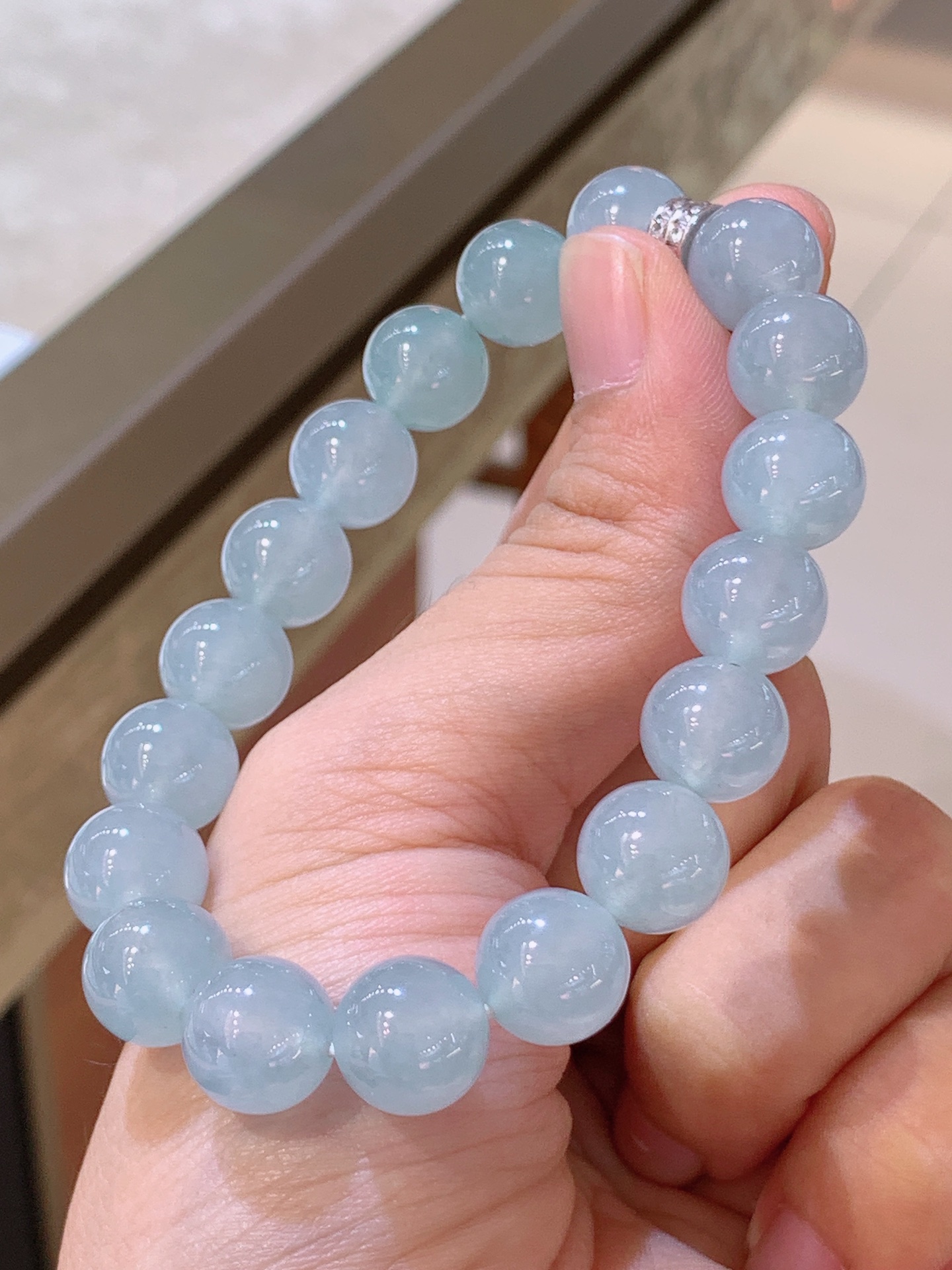 ️ 冰种珠珠手链，冰透清爽，珠圆玉润，光泽灵动 裸石10.5 42