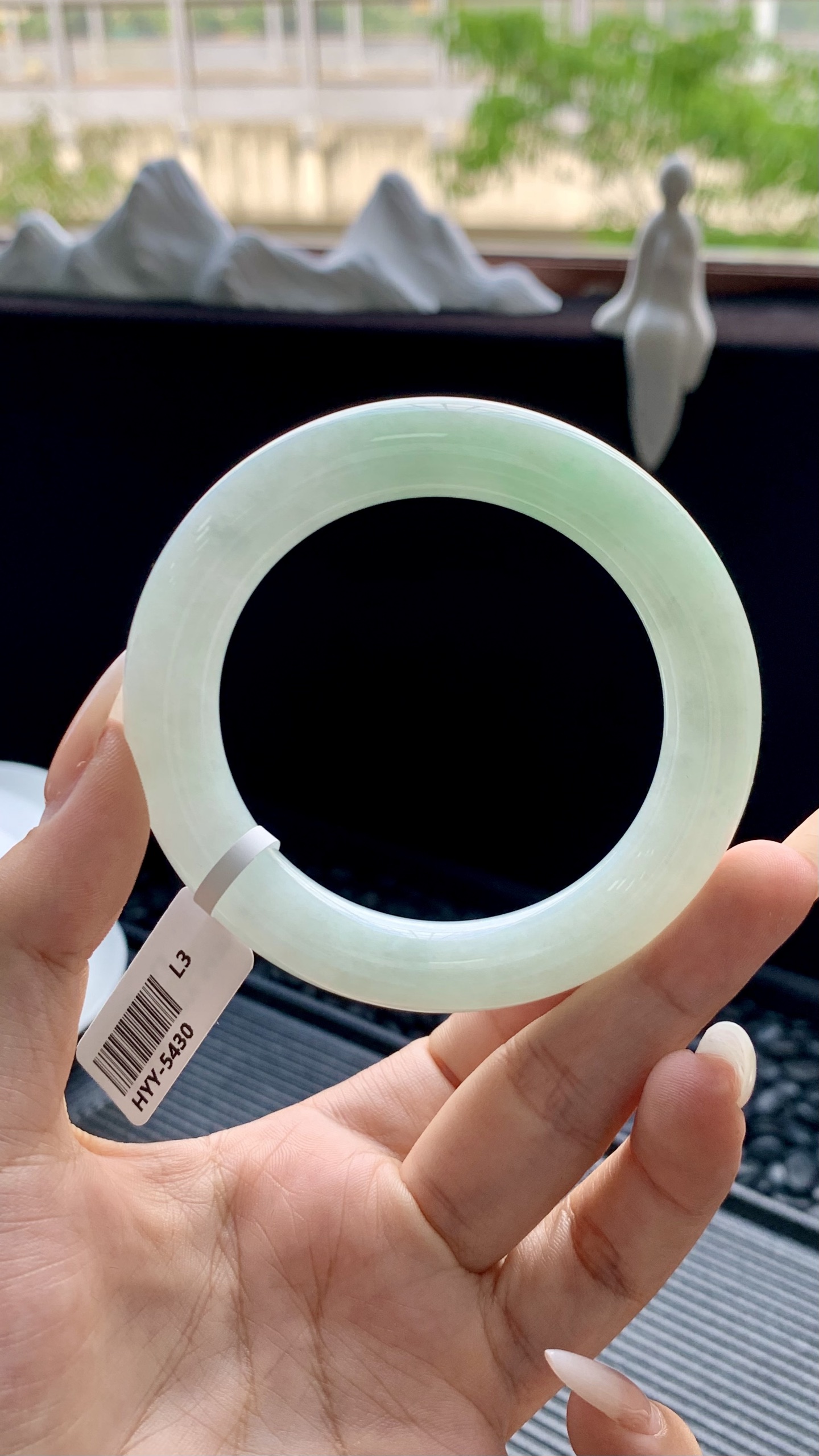 晴绿圆条手镯成品 HYY-5430 尺寸：54-11-11