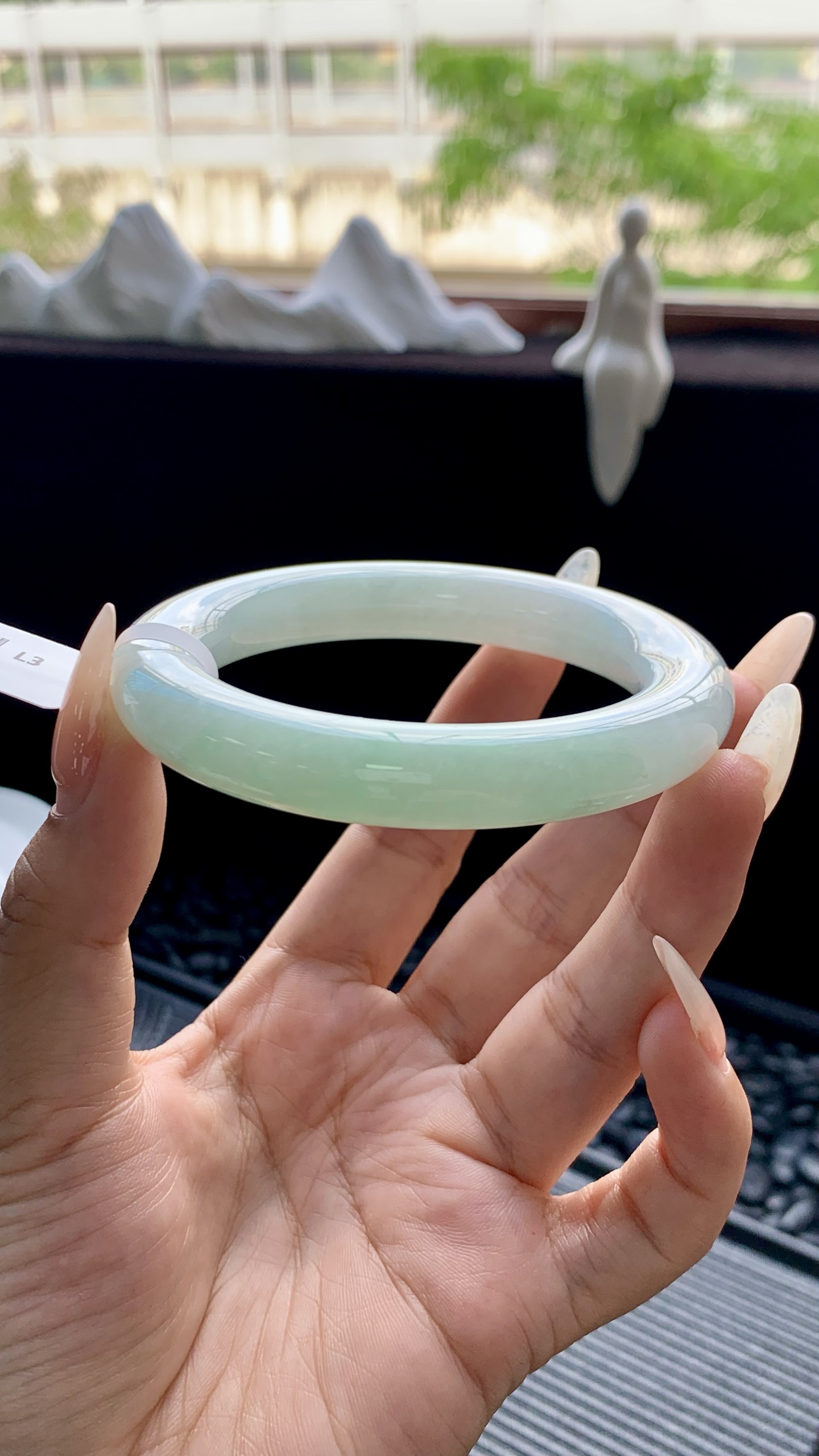 晴绿圆条手镯成品 HYY-5430 尺寸：54-11-11