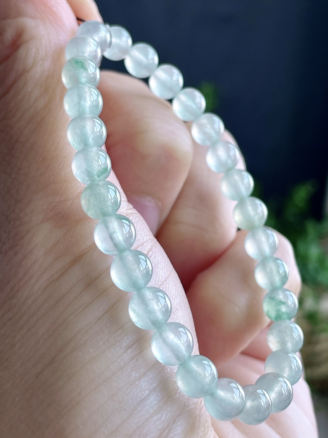 【珠子】冰种飘花手链圆珠珠子手链 【说明】缅甸 性比高 【尺寸】6mm 【重量】11克