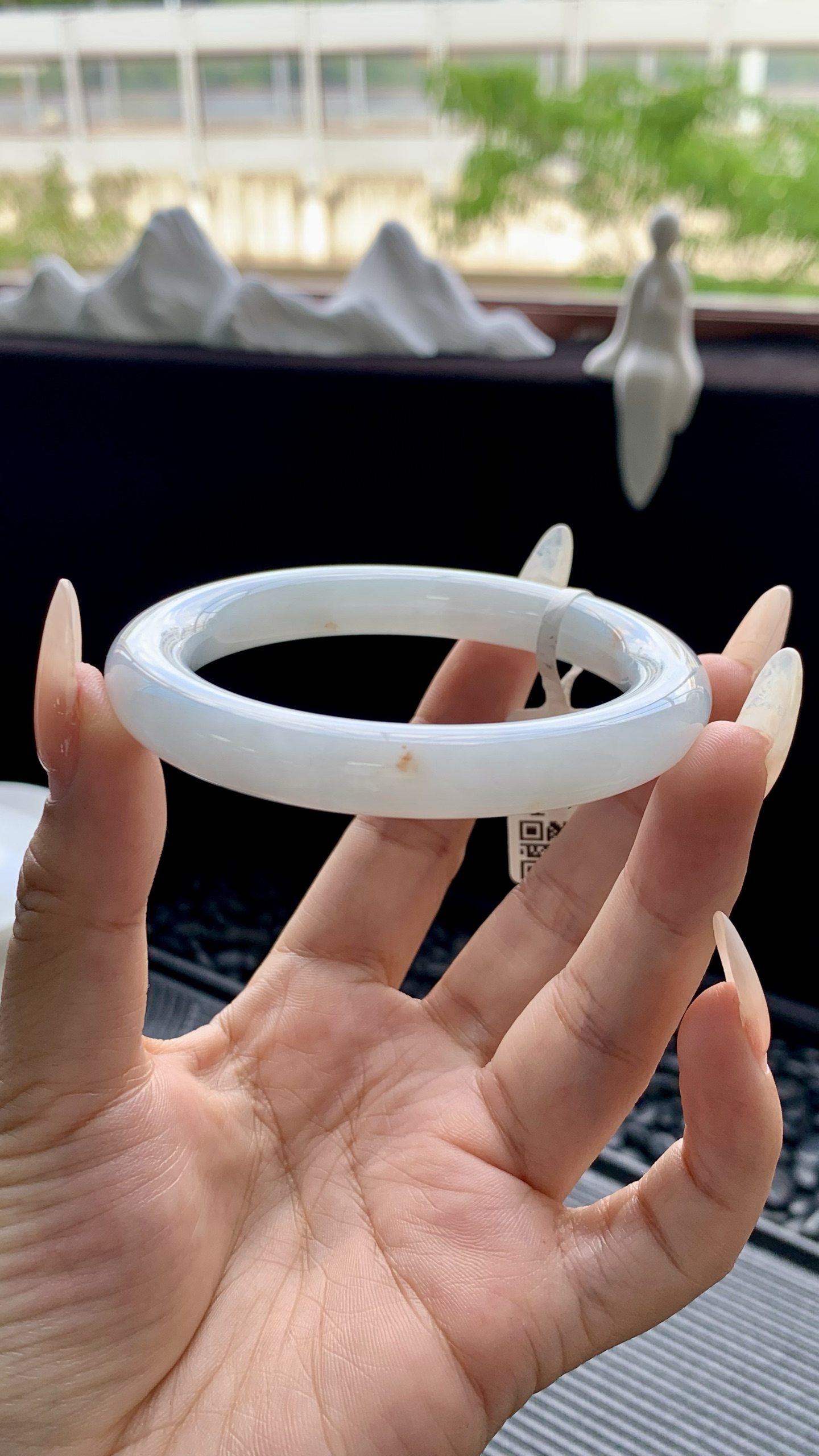 冰晴底洒金圆条美人条手镯成品 HYY-9131 尺寸：54.5-10-10