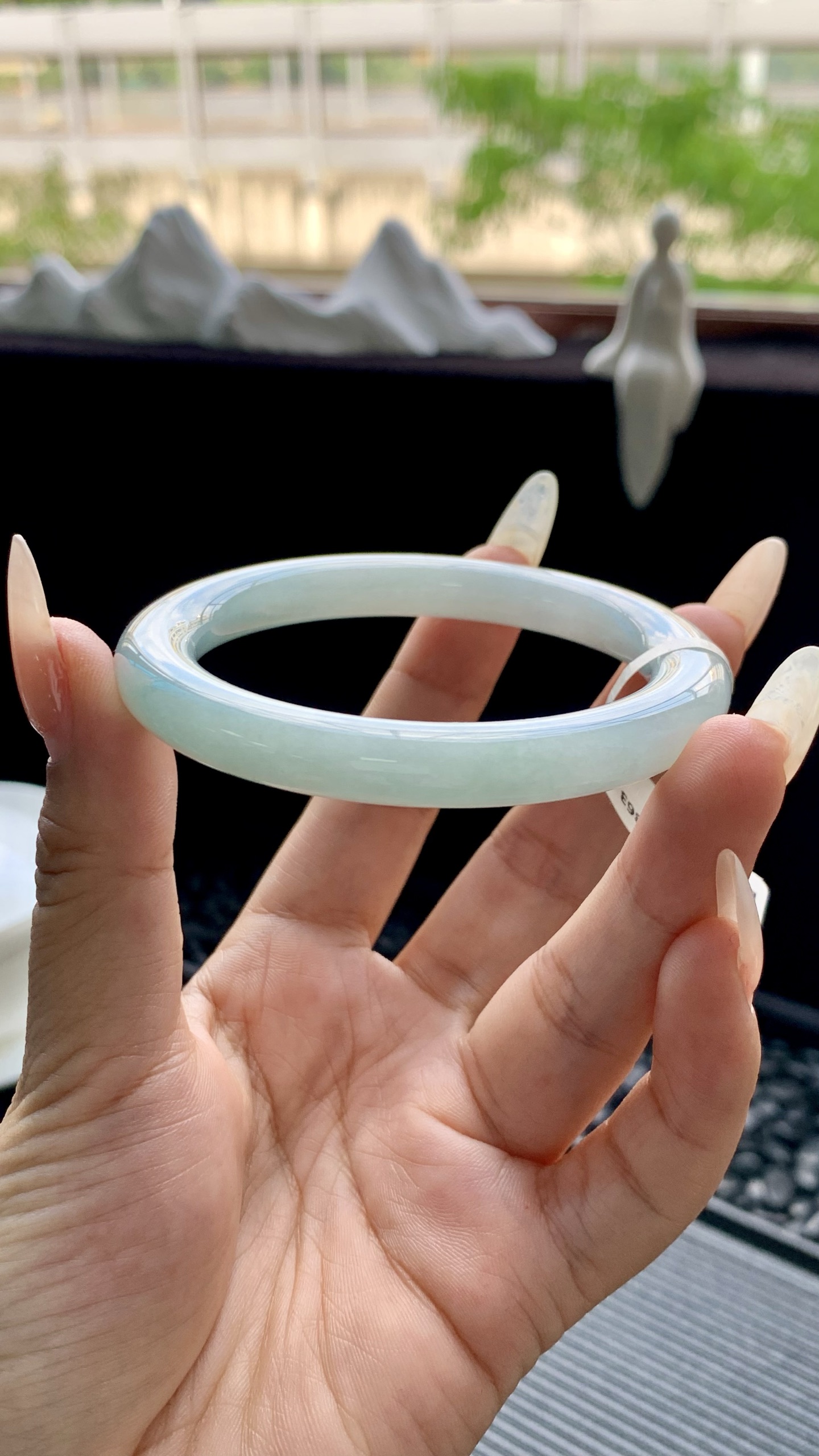 晴绿圆条美人条手镯成品 HYC-863 尺寸：54-8-9