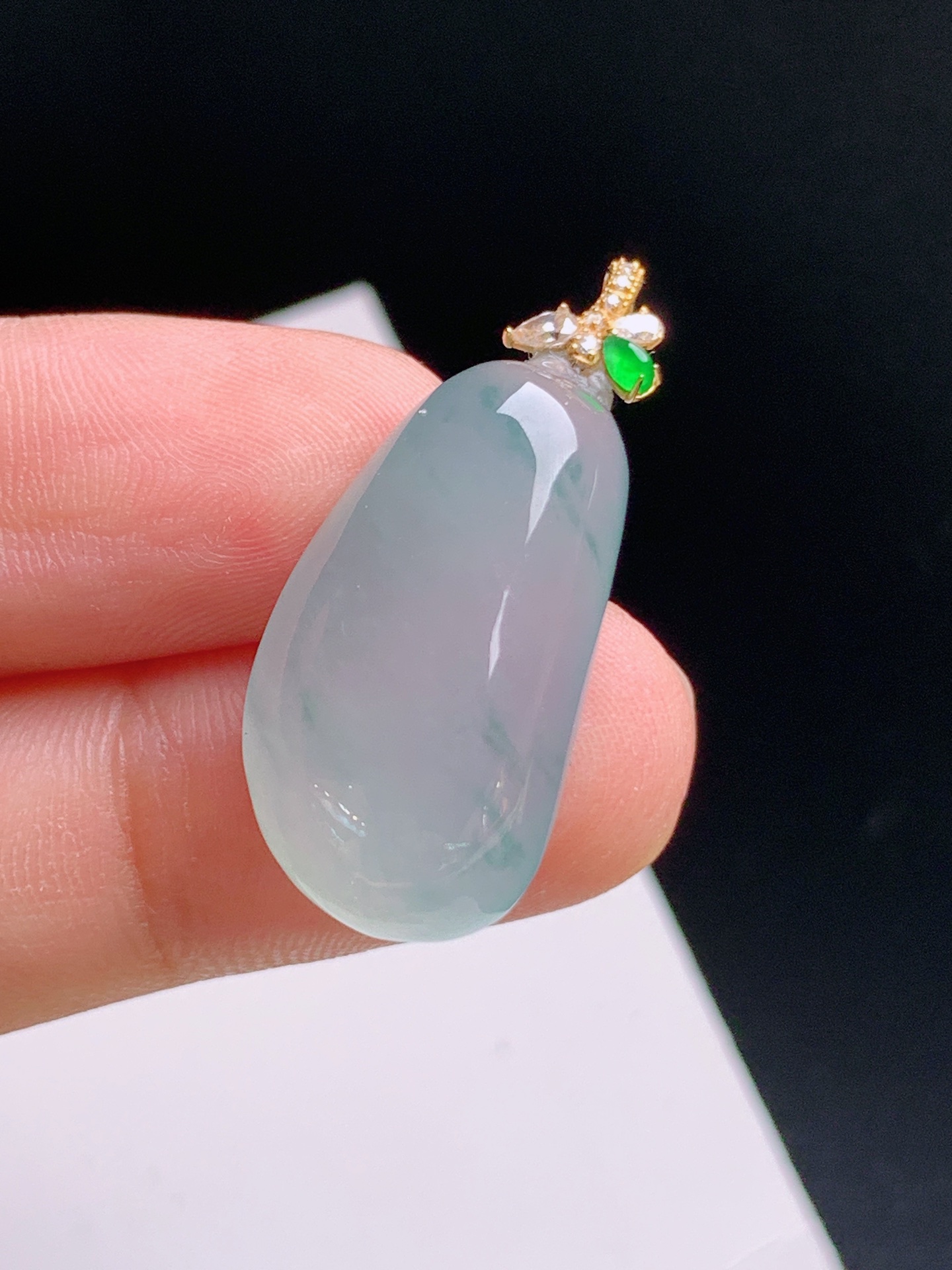 ️ 冰种飘花福瓜吊坠，胶感十足，清透起光 裸石24.6-13.2-6.8 整体30.5 5309