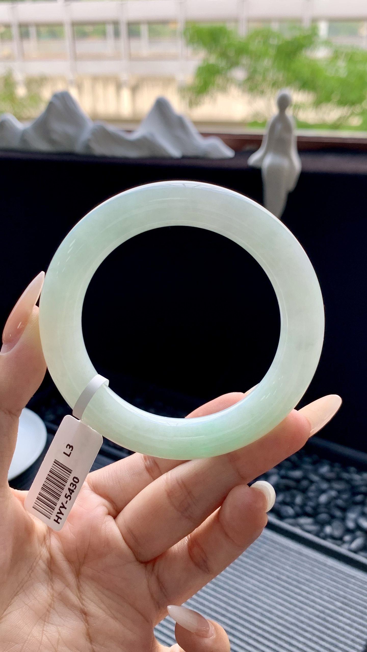 晴绿圆条手镯成品 HYY-5430 尺寸：54-11-11