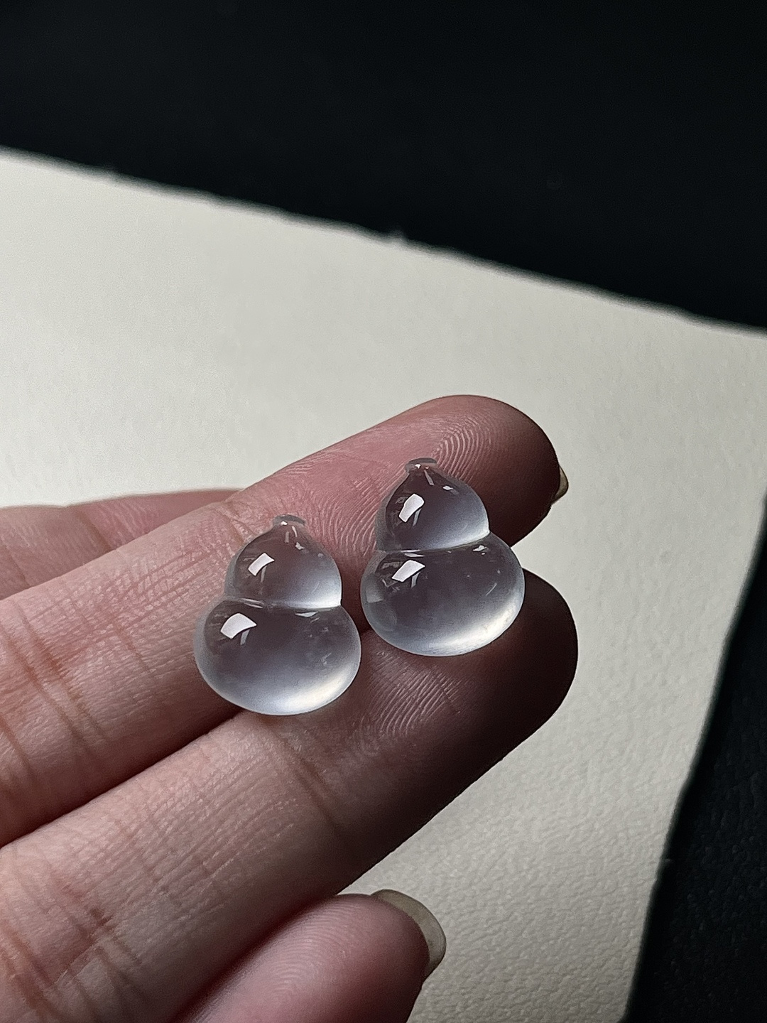 ️【葫芦一对】冰润水透，种老细腻起荧 尺寸：14*11.3*4.6，13.8*11.4*4.5,b8101