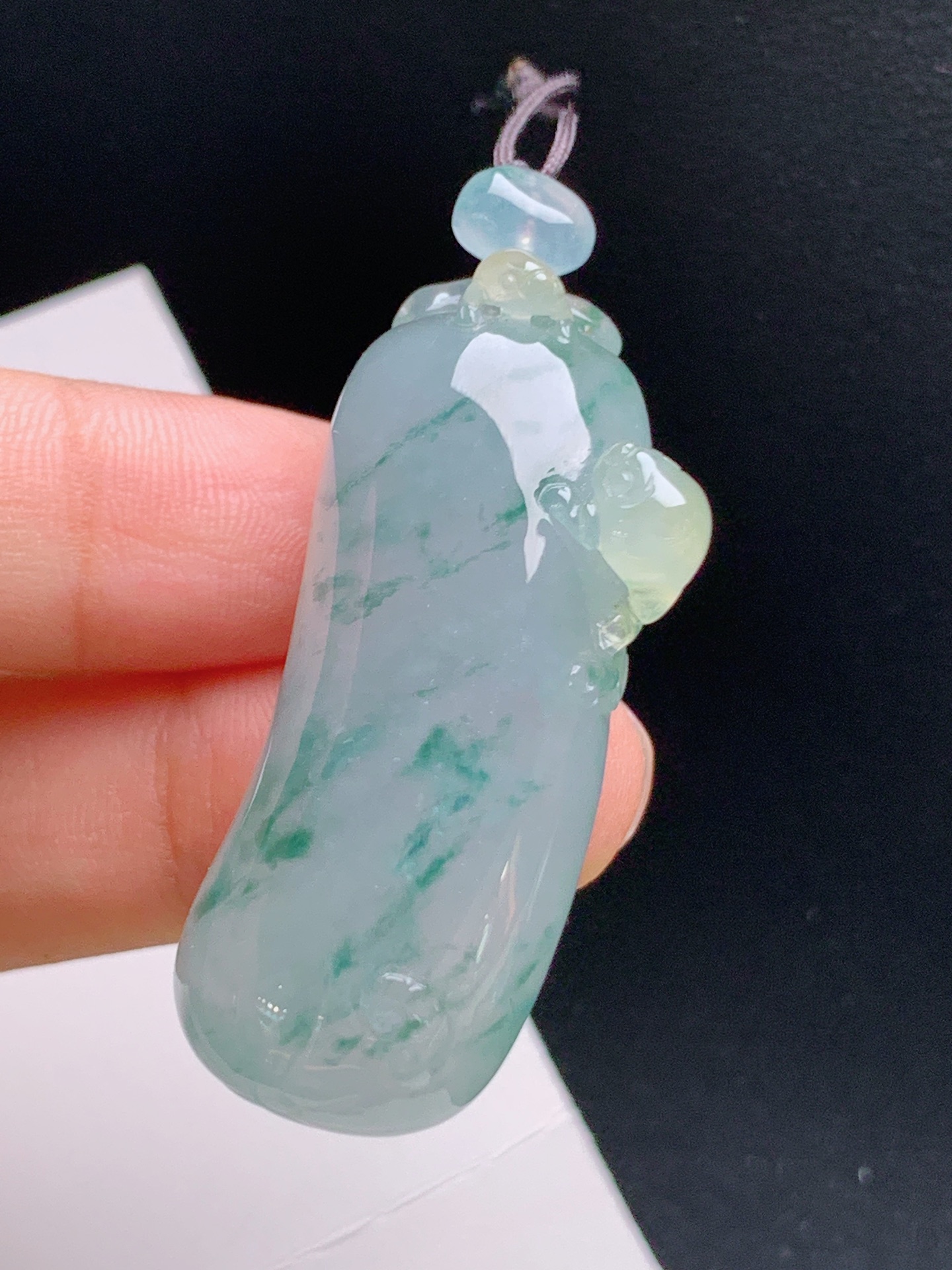 ️ 冰种飘花福瓜，种水清爽，飘花自然，雕工灵动，裸石44.2-19.9-11.6 08