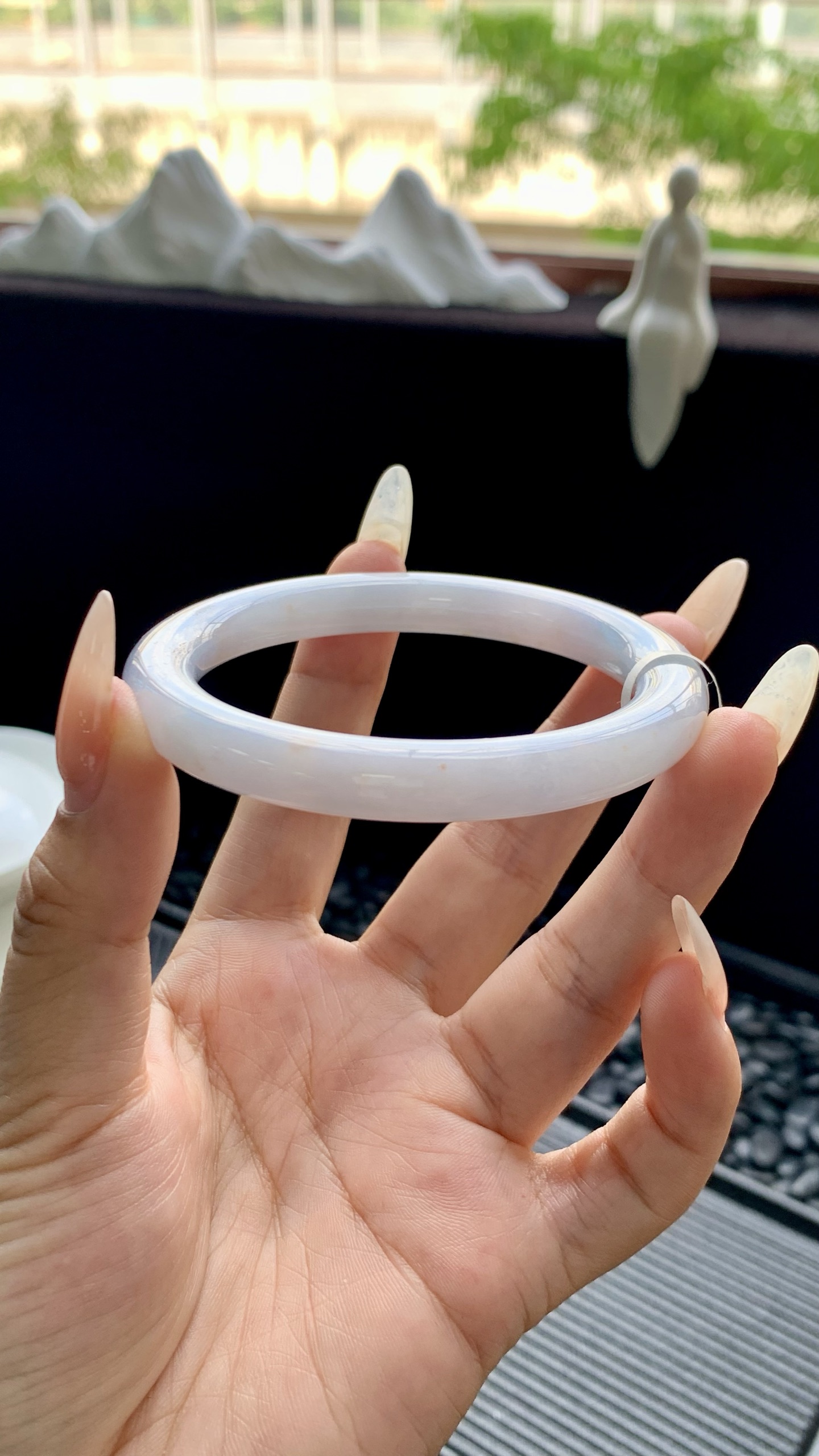 冰晴底洒金圆条美人条手镯成品 HYY-7566 尺寸：56-8.5-9