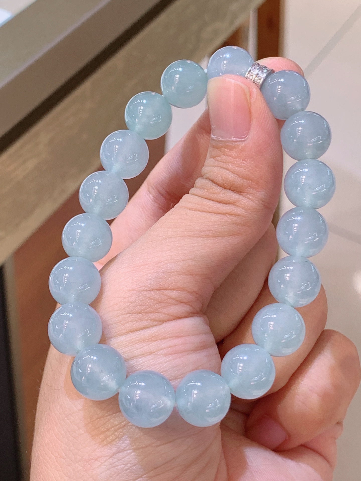 ️ 冰种珠珠手链，冰透清爽，珠圆玉润，光泽灵动 裸石10.5 42